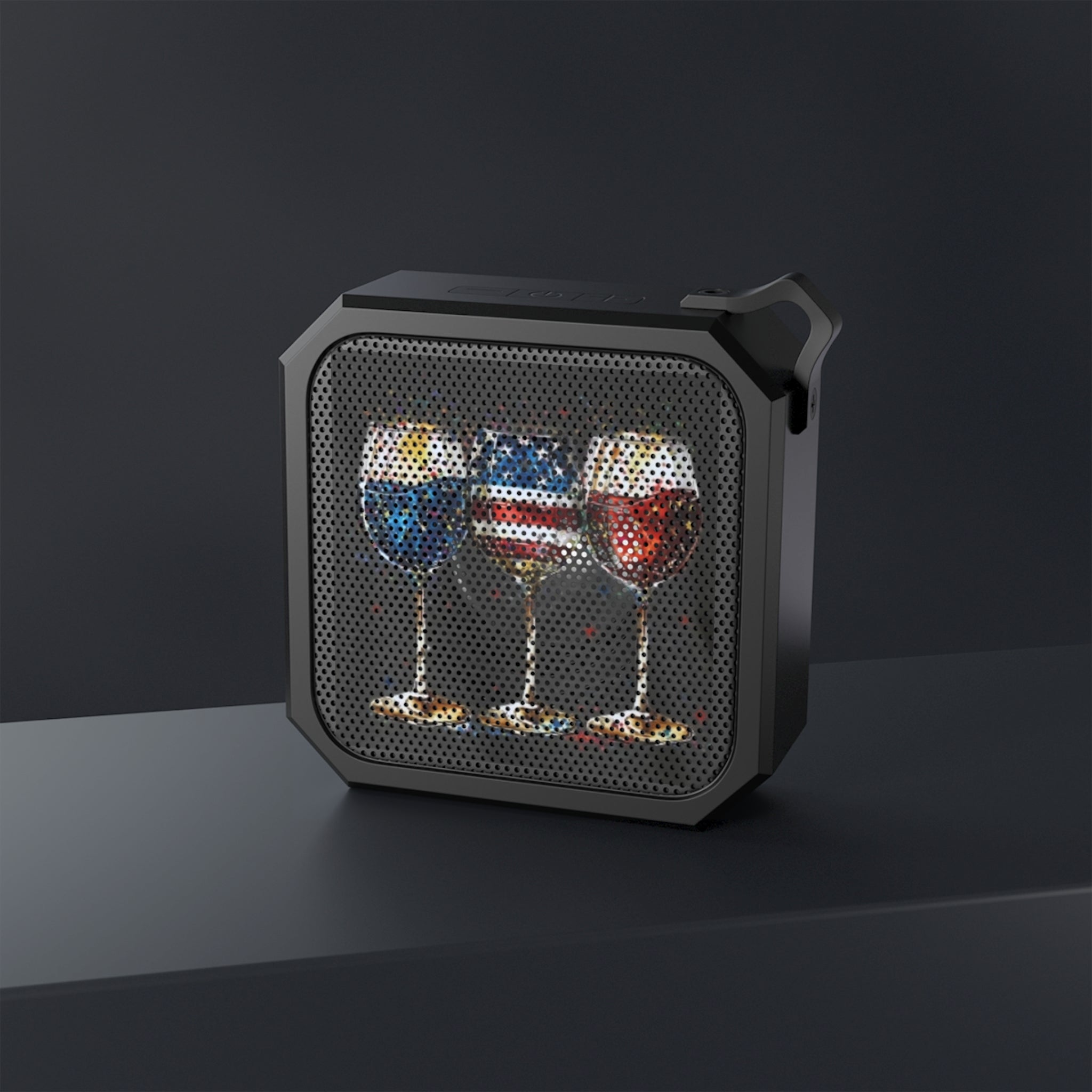 Bluetooth Speaker — Patriotic Wine Glasses Graphic (Outdoor, Waterproof)