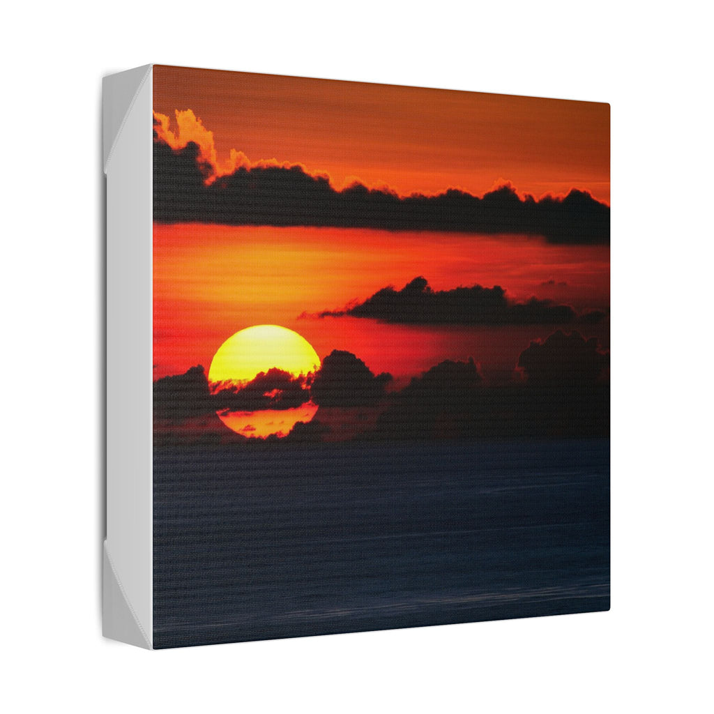 Sunset Ocean Canvas Print — Dramatic Red Sunset Wall Art
