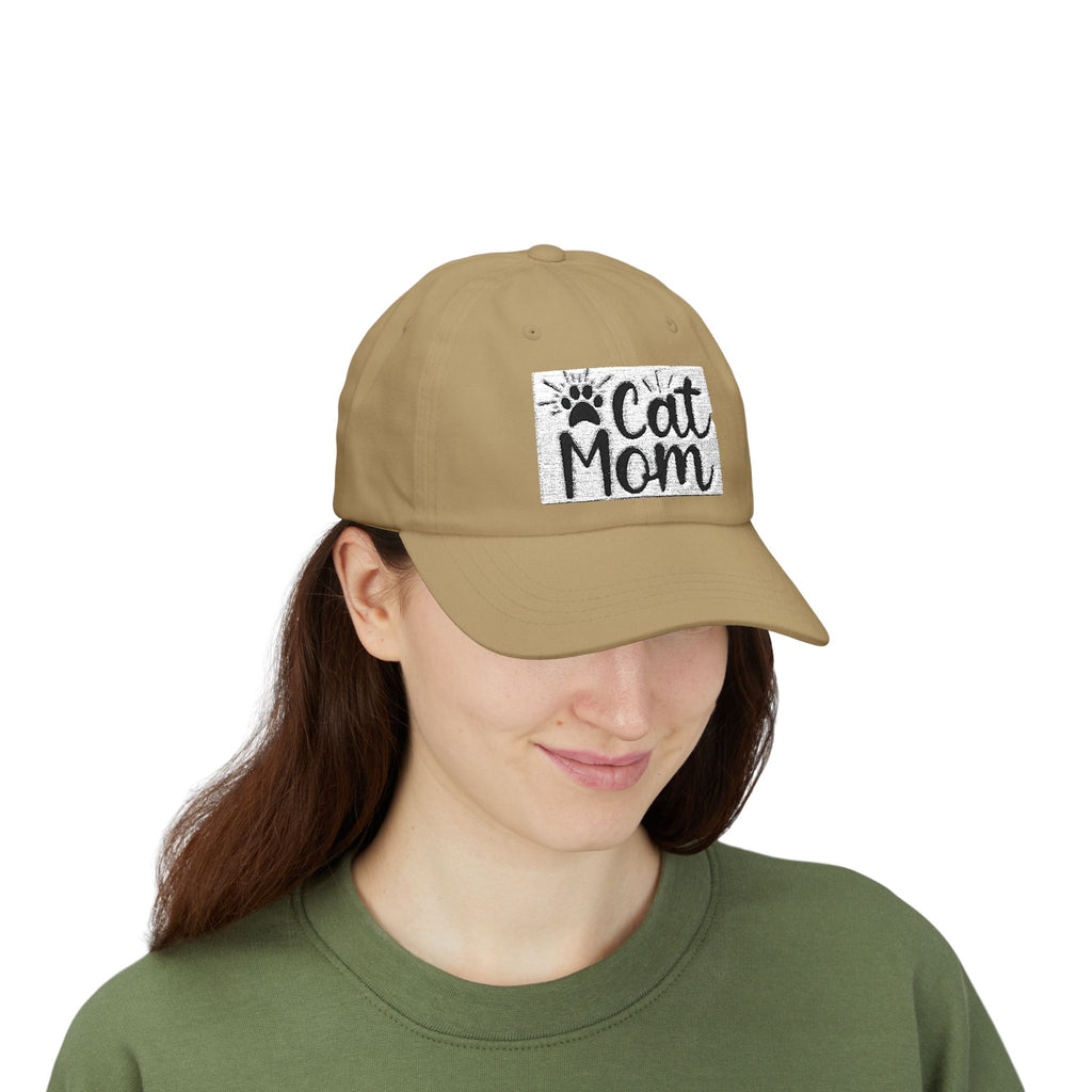 Cat Mom Dad Cap – White Embroidered Cat Mom Baseball Hat