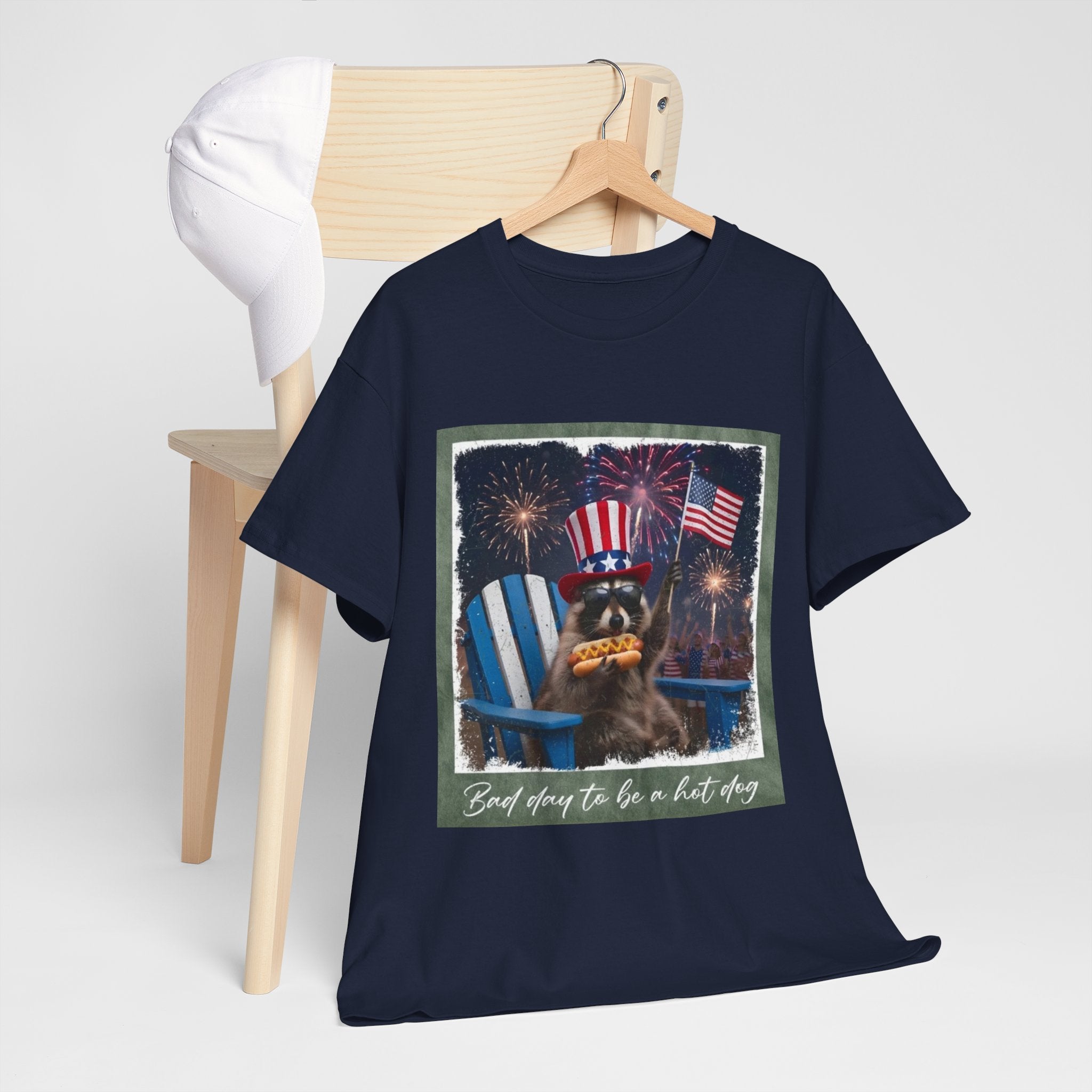 Patriotic Uncle Sam Bear T-Shirt — 'God Spares Us to Be a Hot Dog' 4th of July Tee