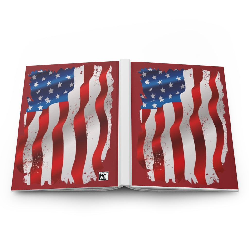 American Flag Hardcover Journal — Patriotic Notebook for Veterans, July 4th, Memorial Day