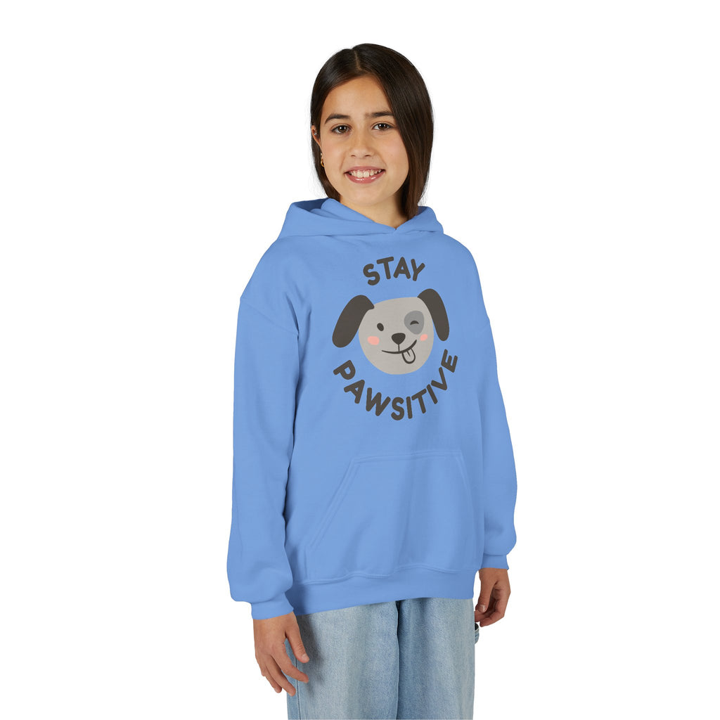 Stay Pawsitive Youth Hoodie – Cute Dog Graphic Kids Sweatshirt