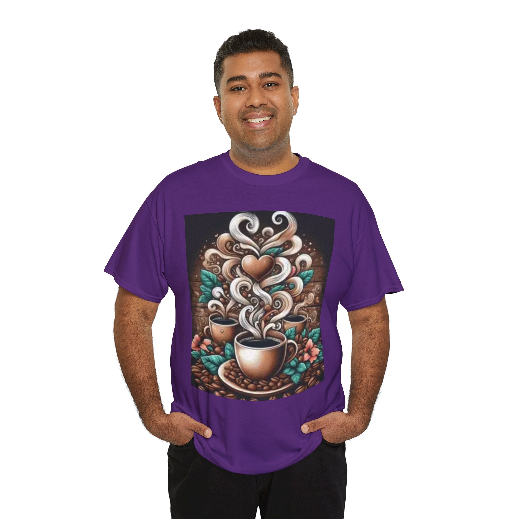 Coffee Cup T-Shirt — Whimsical Steaming Heart Coffee Design