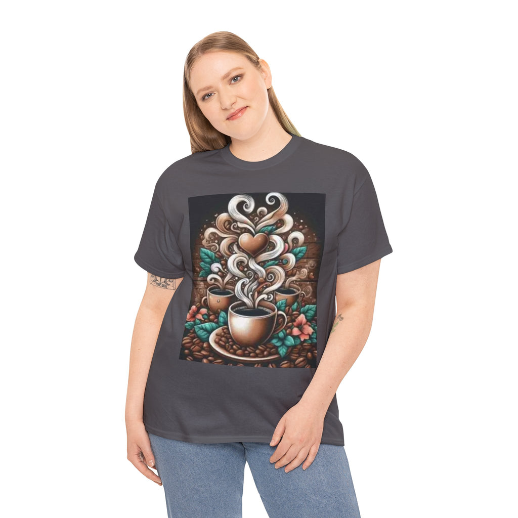 Coffee Cup T-Shirt — Whimsical Steaming Heart Coffee Design