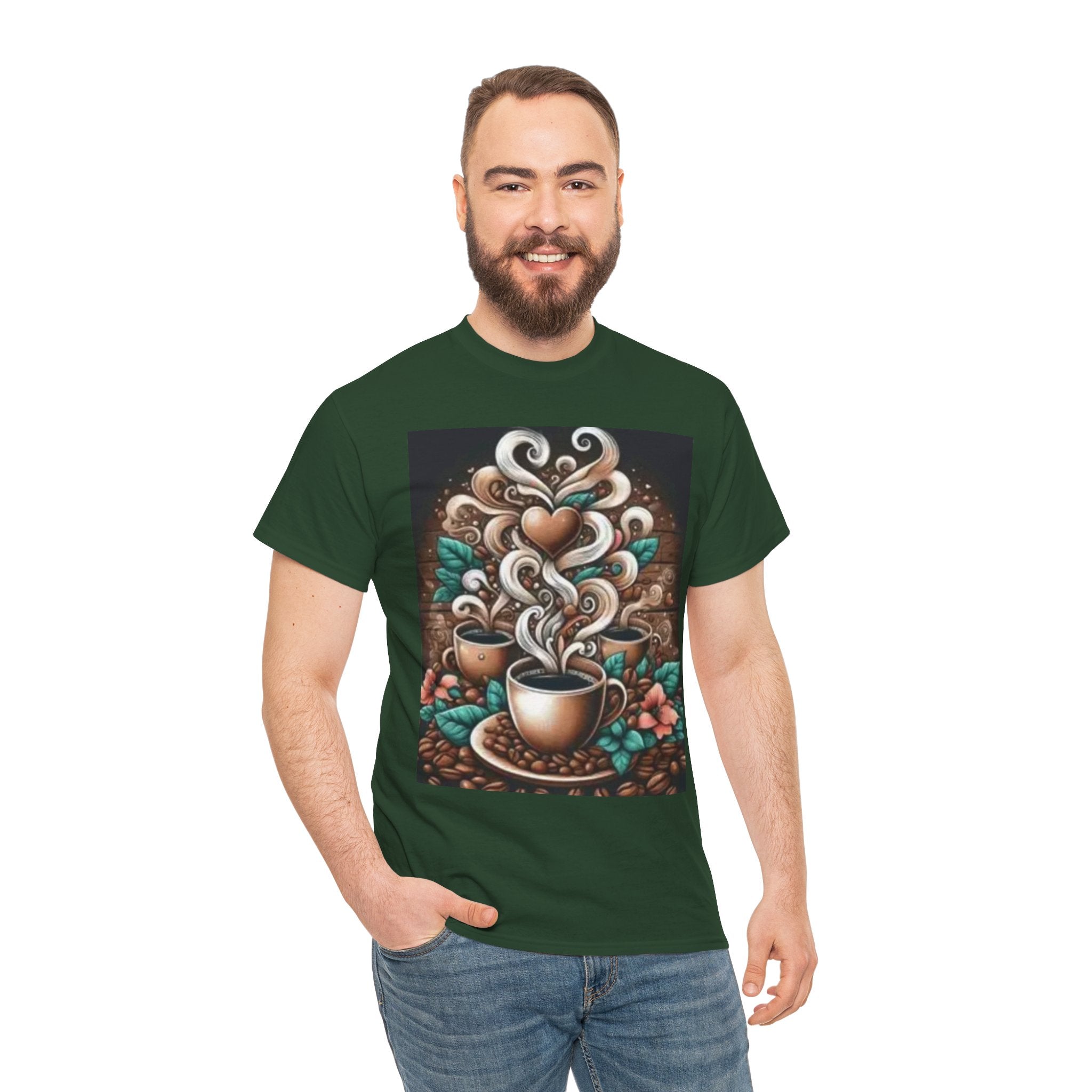 Coffee Cup T-Shirt — Whimsical Steaming Heart Coffee Design