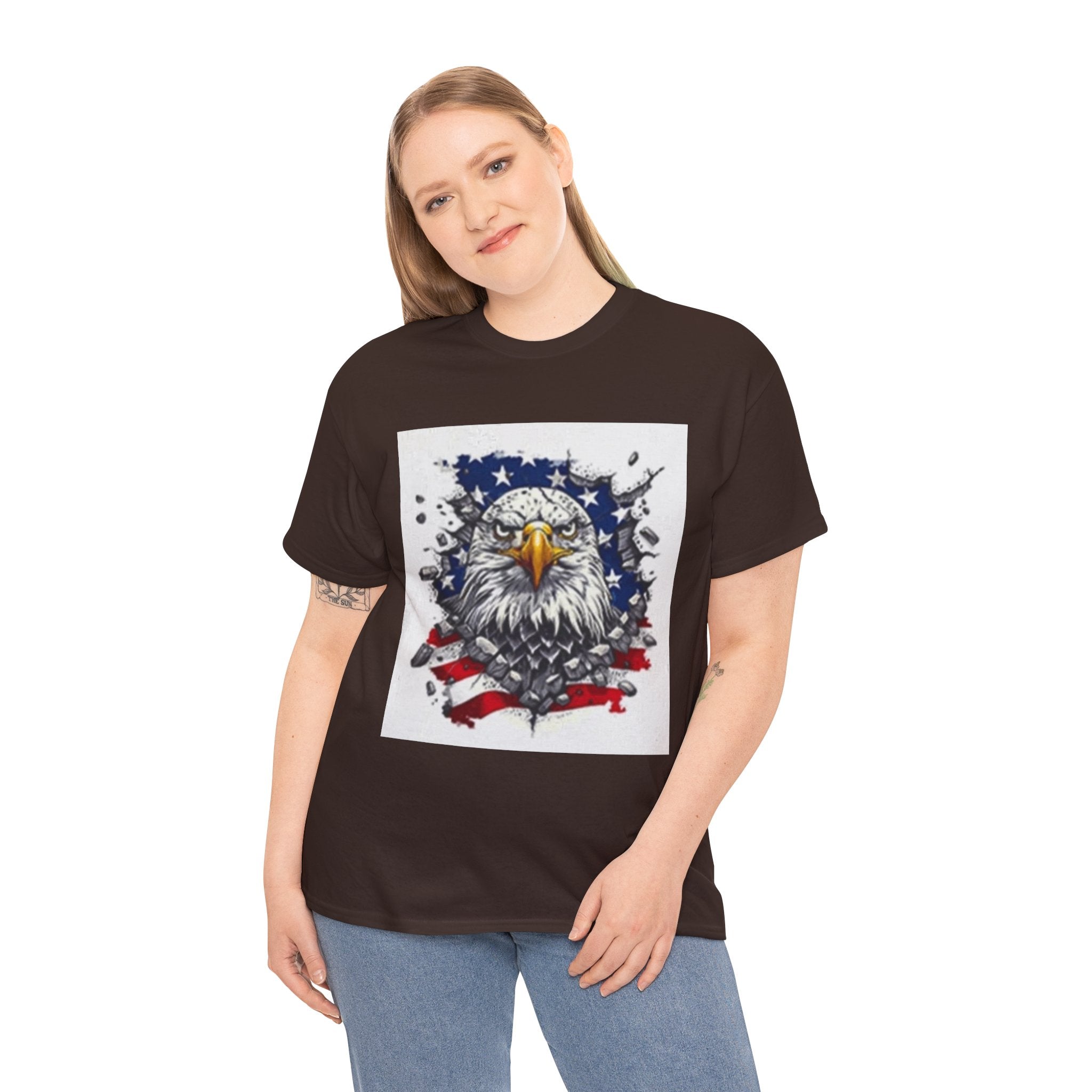 Eagle American Flag T-Shirt — Patriotic Bald Eagle Graphic Tee for 4th of July