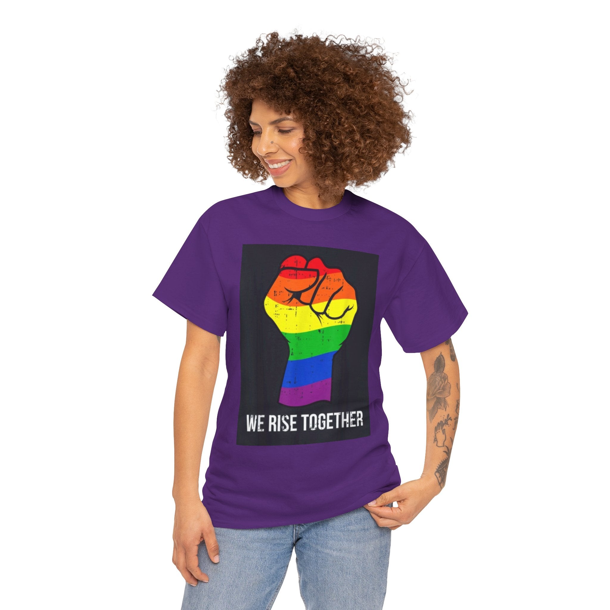We Rise Together Rainbow Fist T-Shirt