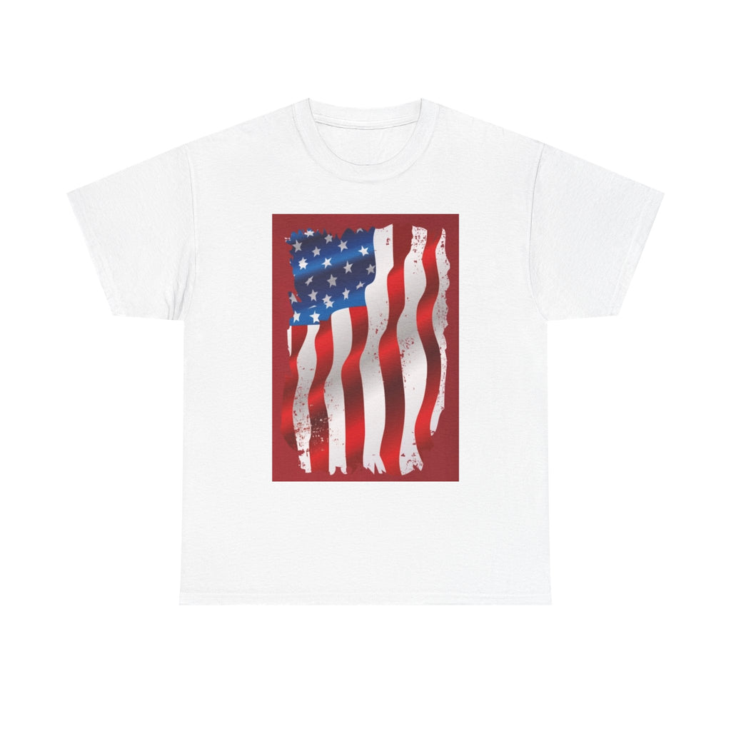 American Flag Graphic Tee — Distressed Wavy Stars & Stripes