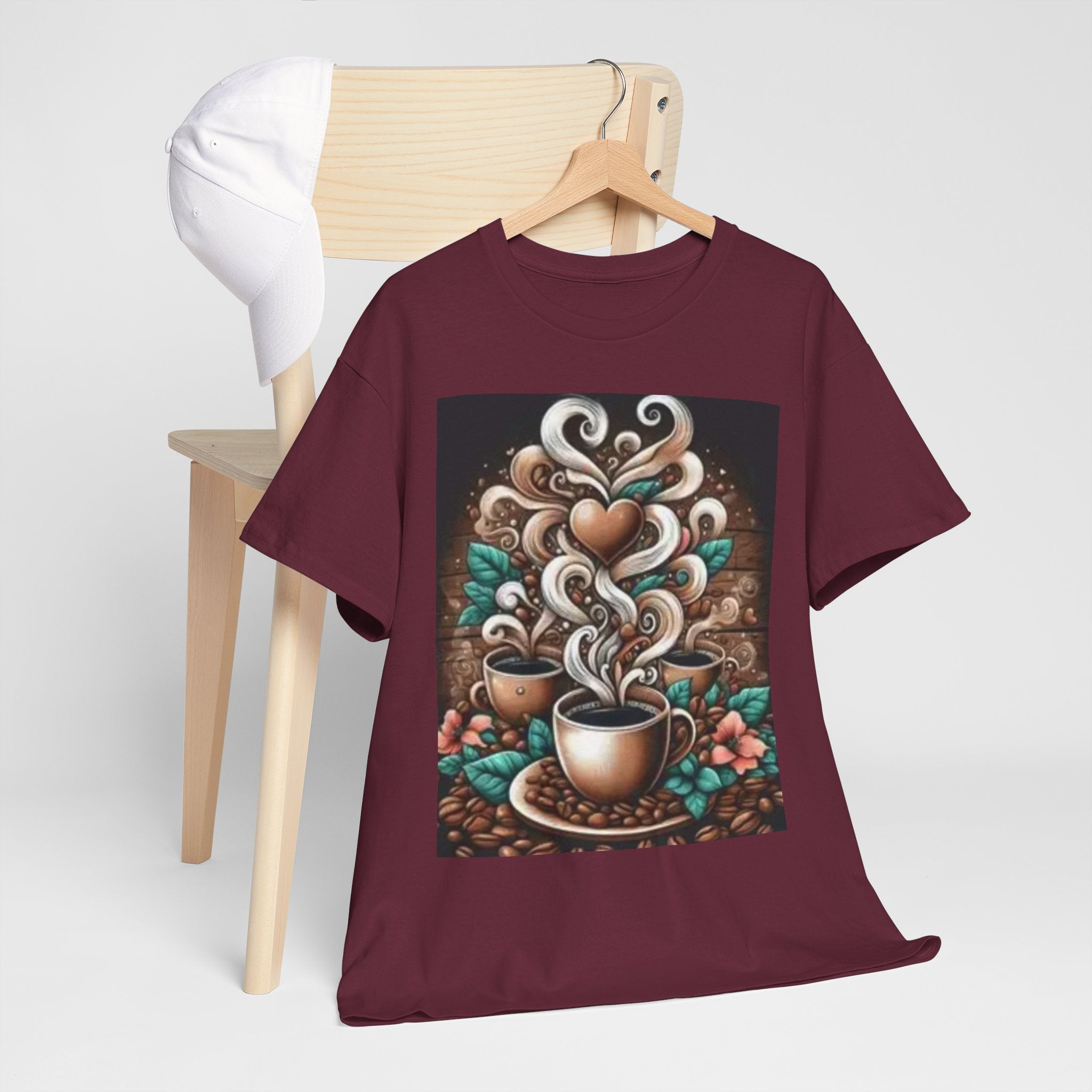 Coffee Cup T-Shirt — Whimsical Steaming Heart Coffee Design