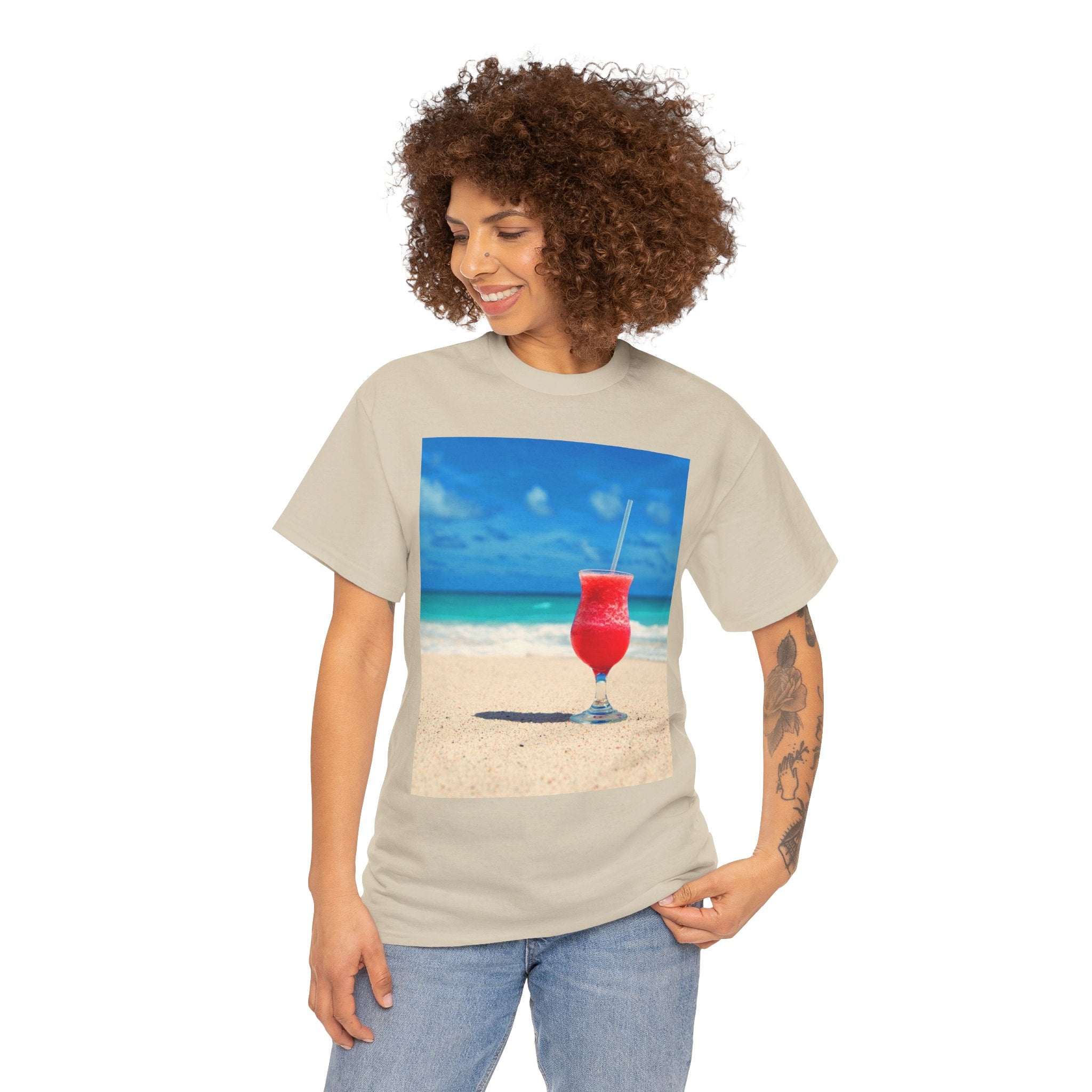 Tropical Beach Cocktail Graphic Tee (Summer Vacation Drink)