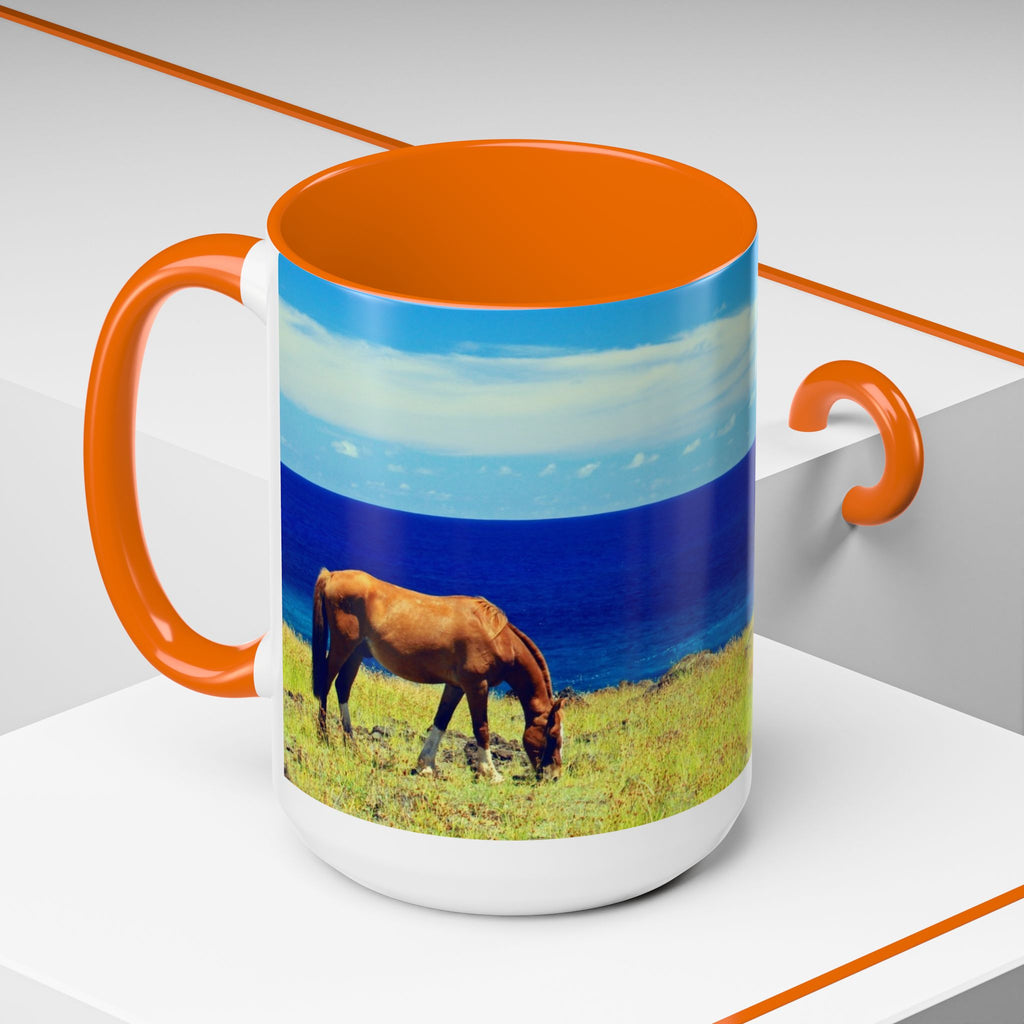 Coastal Landscape Accent Coffee Mug – Ocean View Beach Scene (11/15oz)