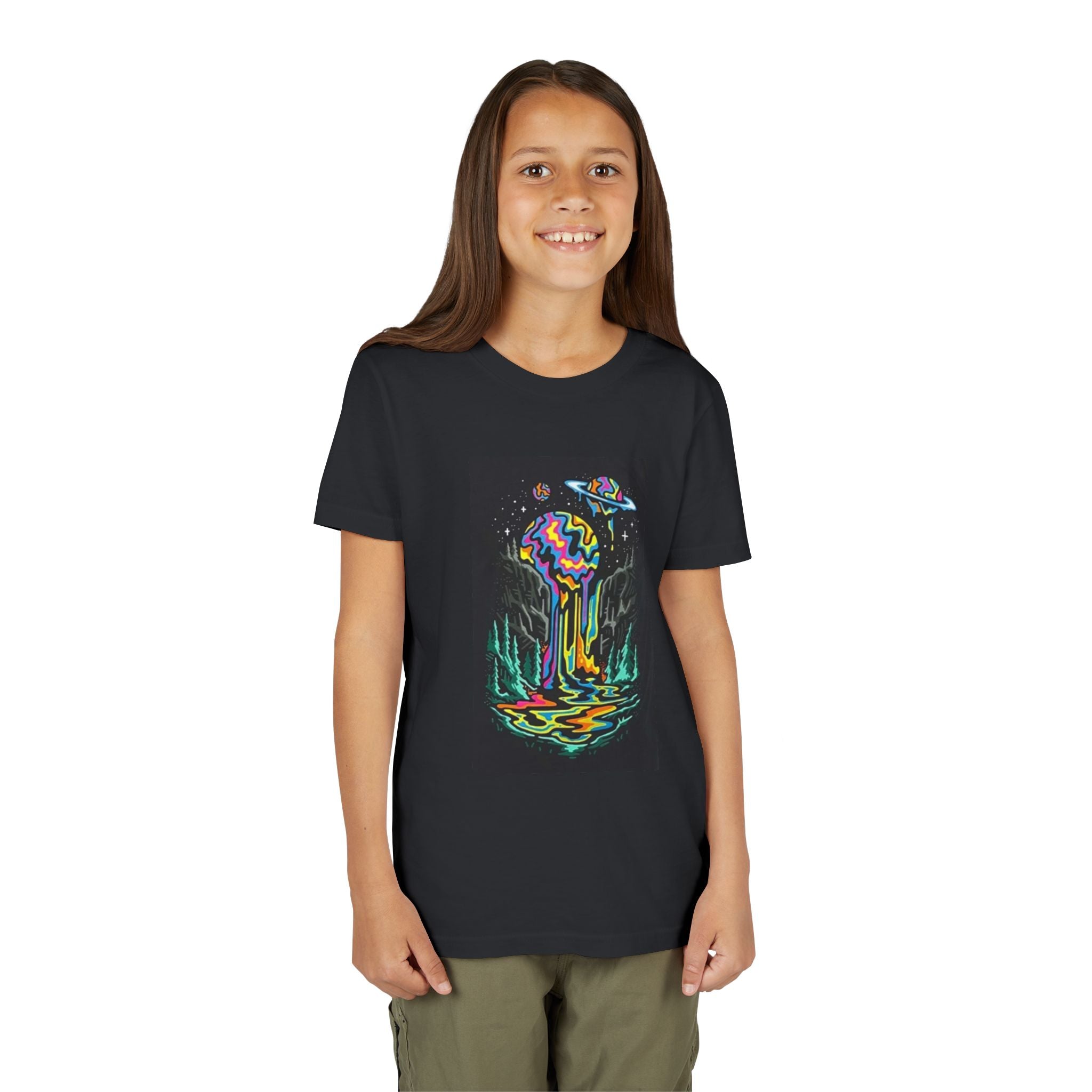 Youth Tee — Neon Drip Planet Space Graphic