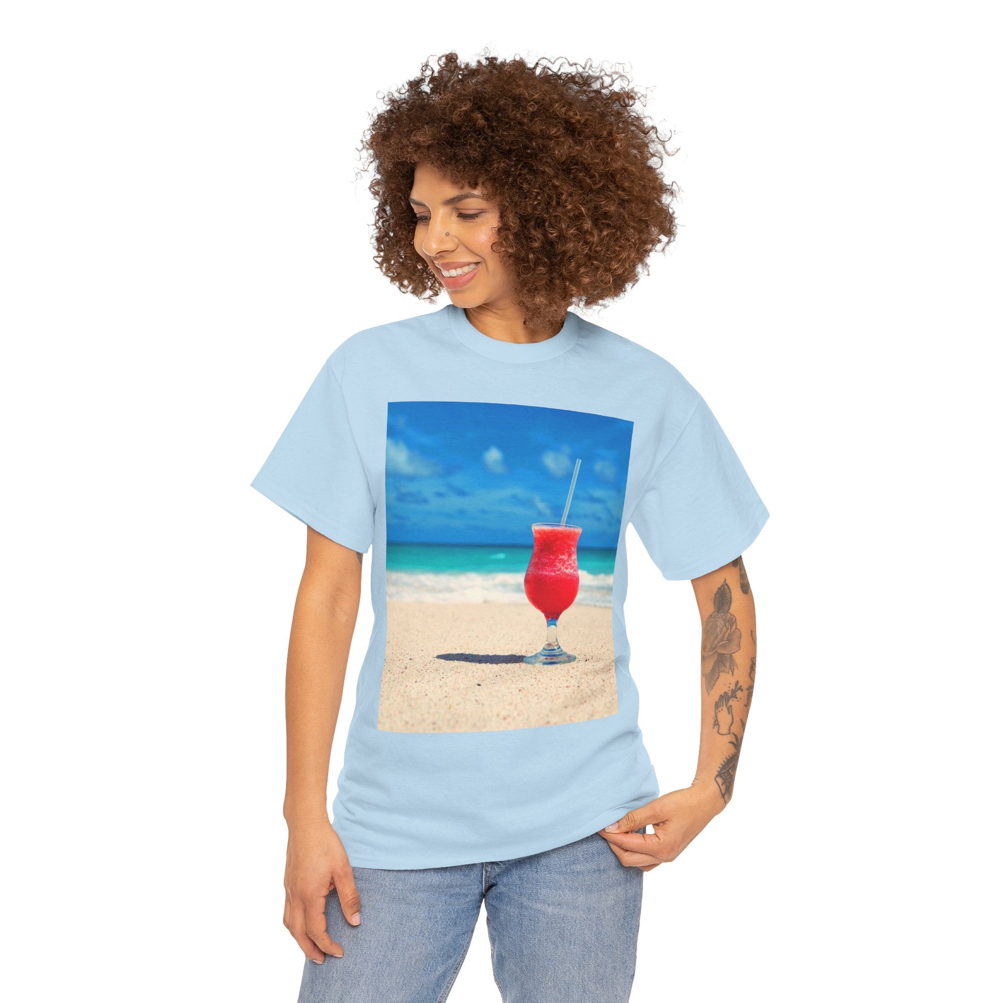 Tropical Beach Cocktail Graphic Tee (Summer Vacation Drink)