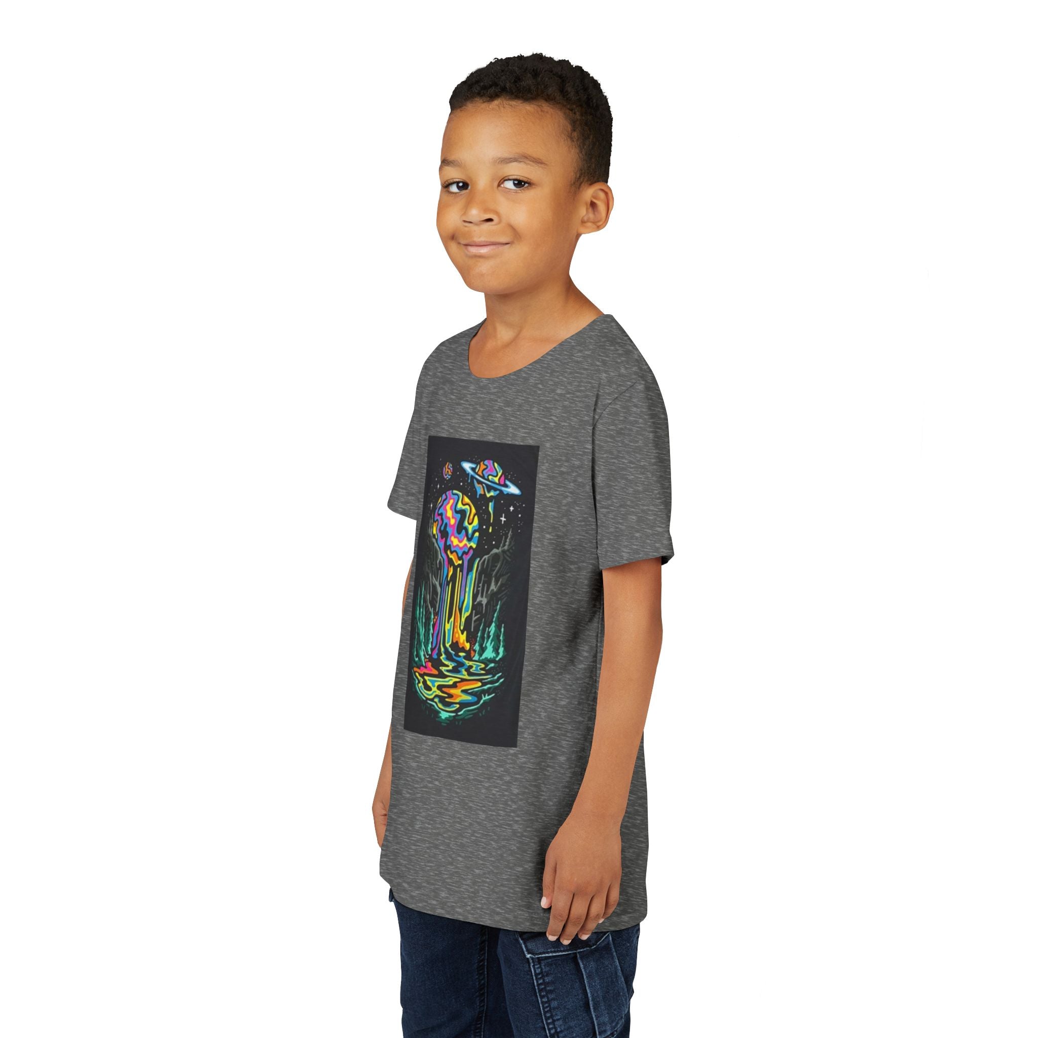 Youth Tee — Neon Drip Planet Space Graphic