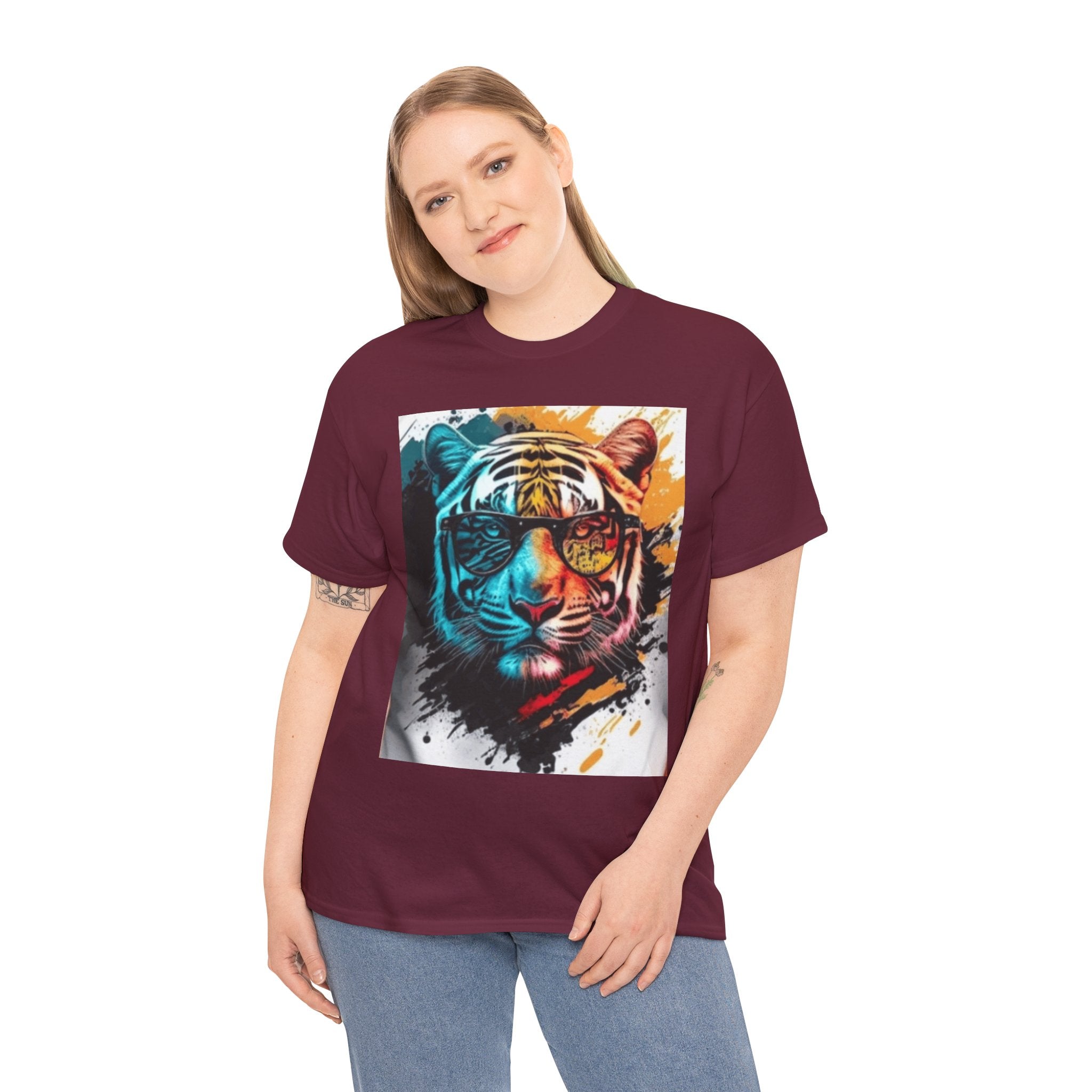 Tiger Portrait T-Shirt — Colorful Abstract Tiger Face Tee