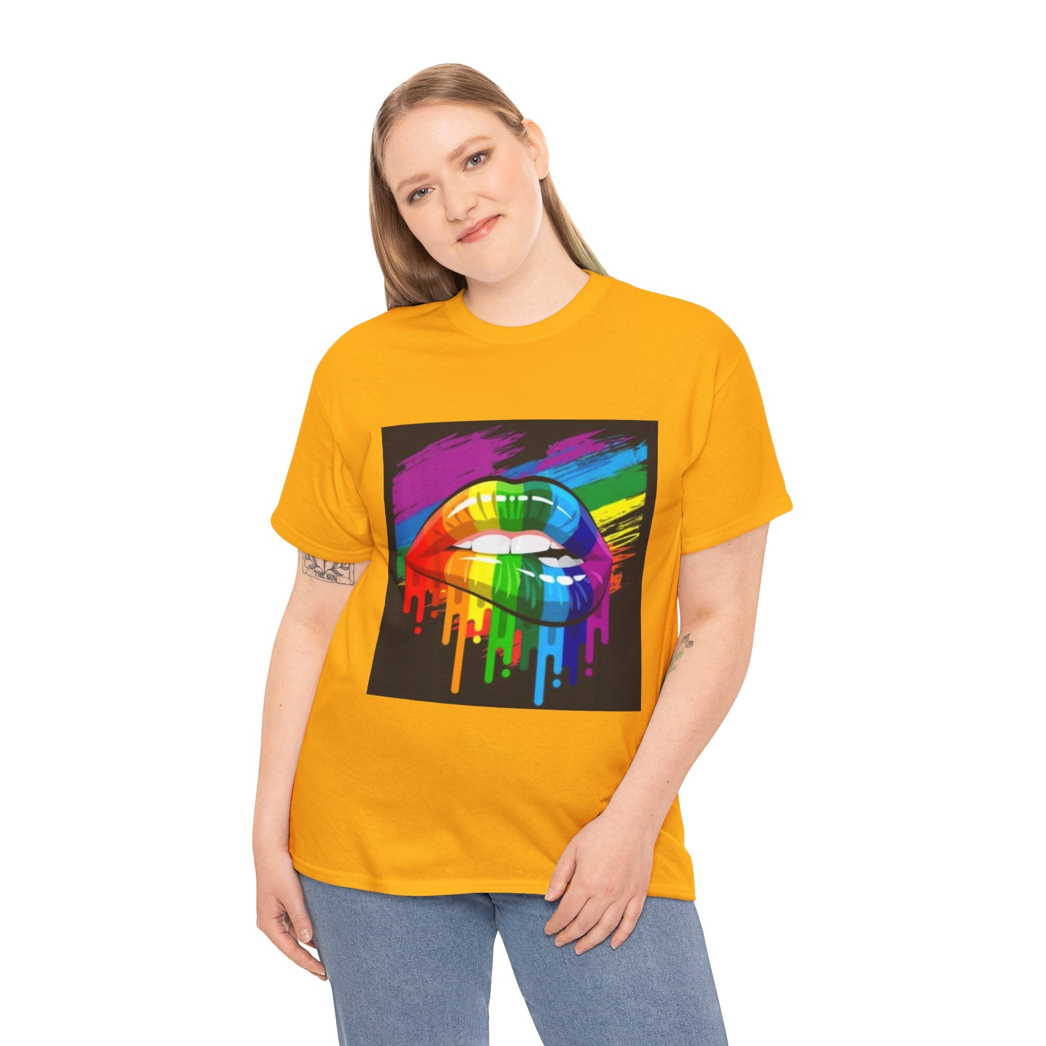 T-Shirt — Rainbow Drip Lips Pride Graphic Tee