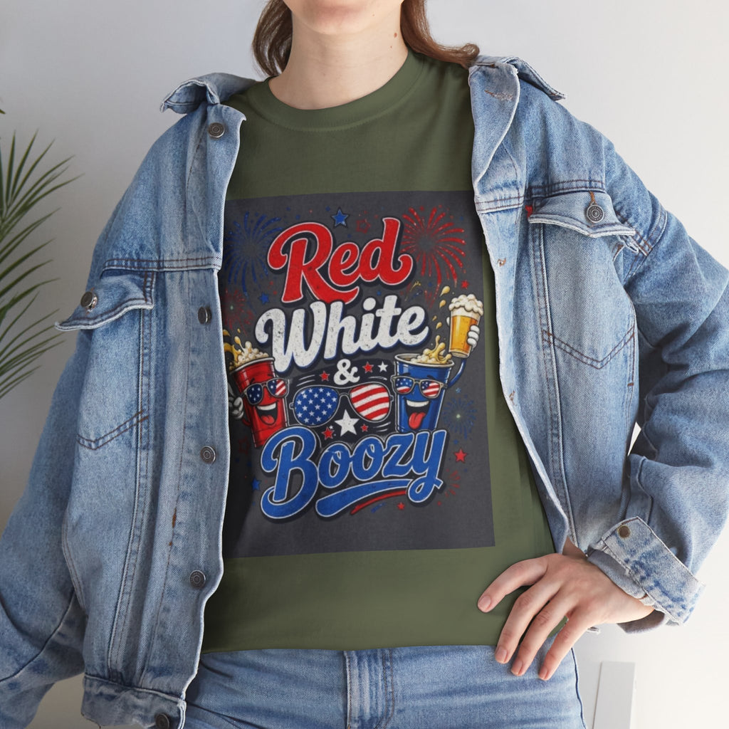 Red White & Boozy T-Shirt – Patriotic 4th of July Party Tee