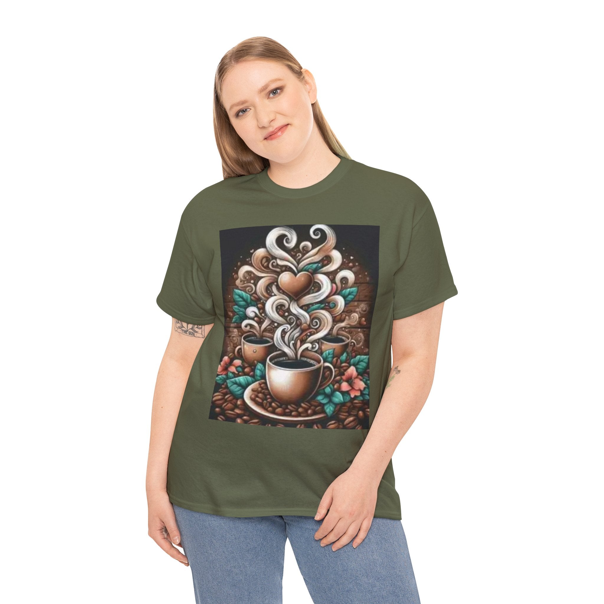 Coffee Cup T-Shirt — Whimsical Steaming Heart Coffee Design