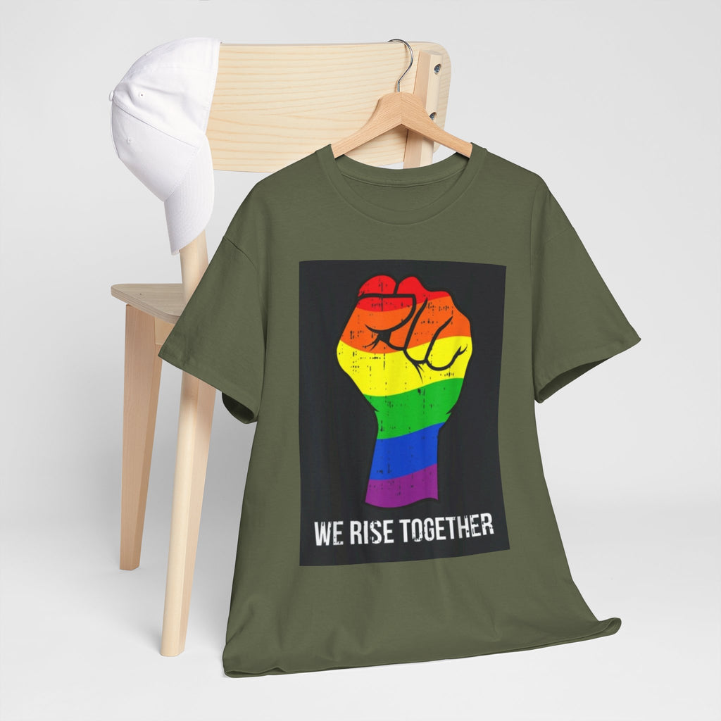 We Rise Together Rainbow Fist T-Shirt