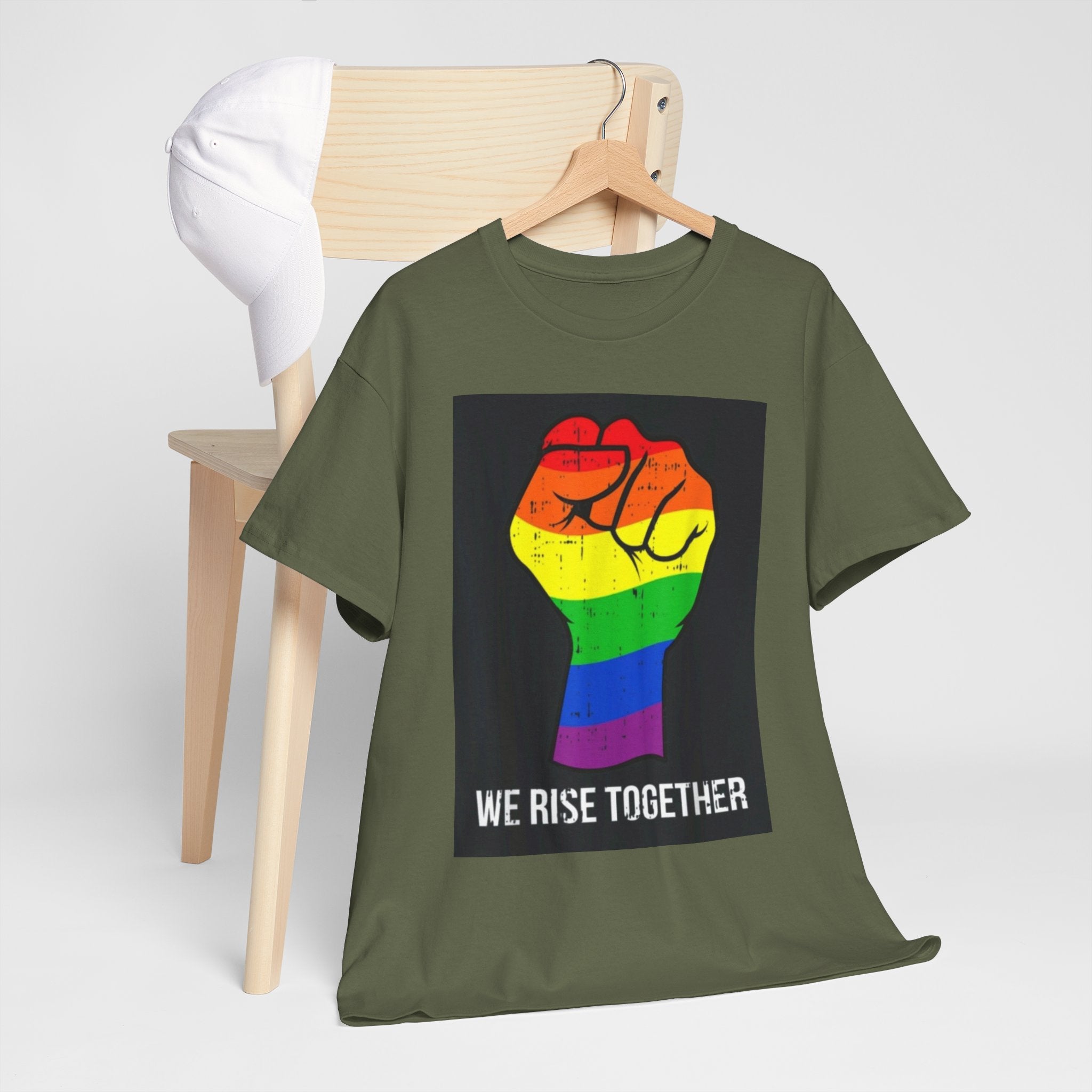 We Rise Together Rainbow Fist T-Shirt