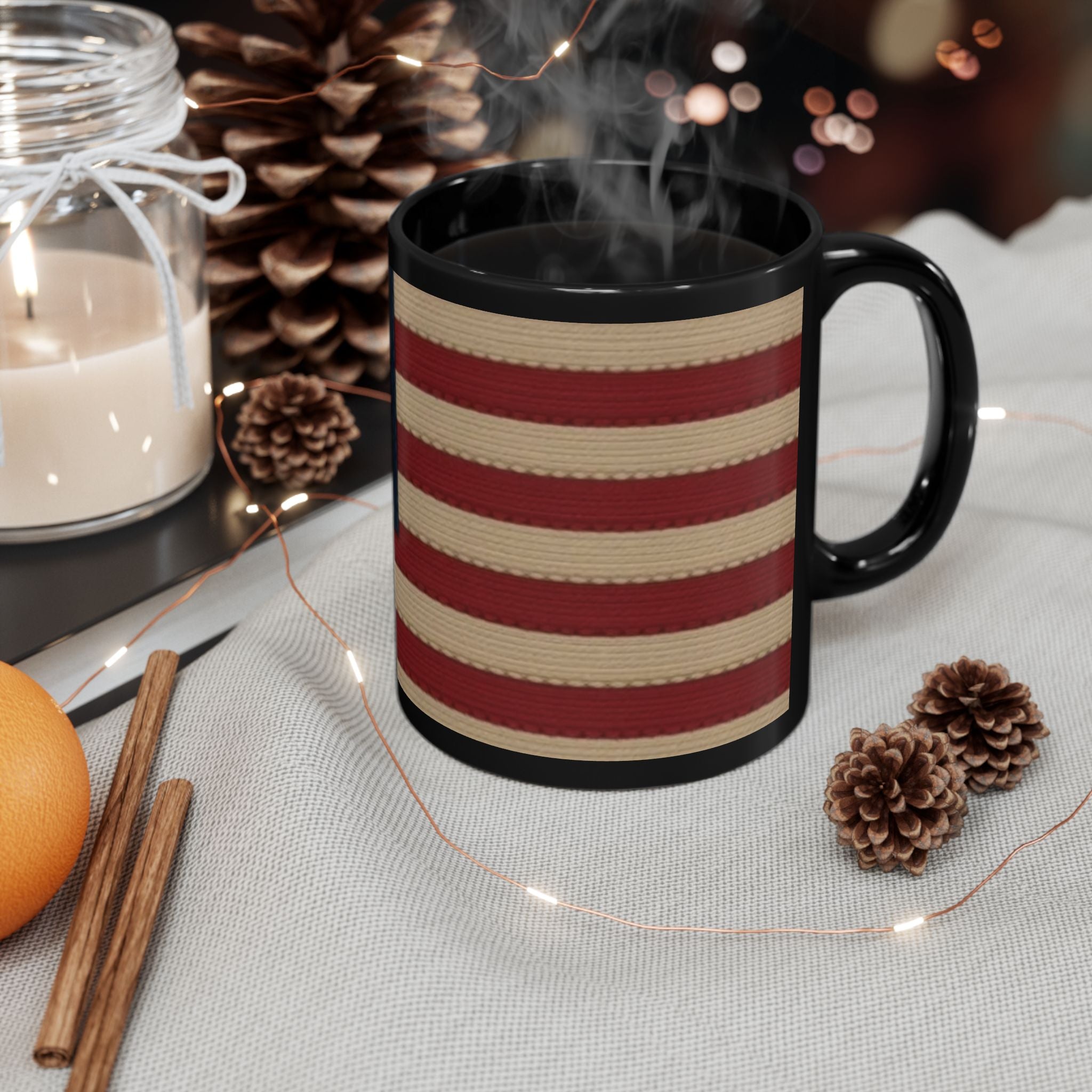 American Flag Vintage Black Mug — Patriotic Stars & Stripes Coffee Cup (11oz/15oz)