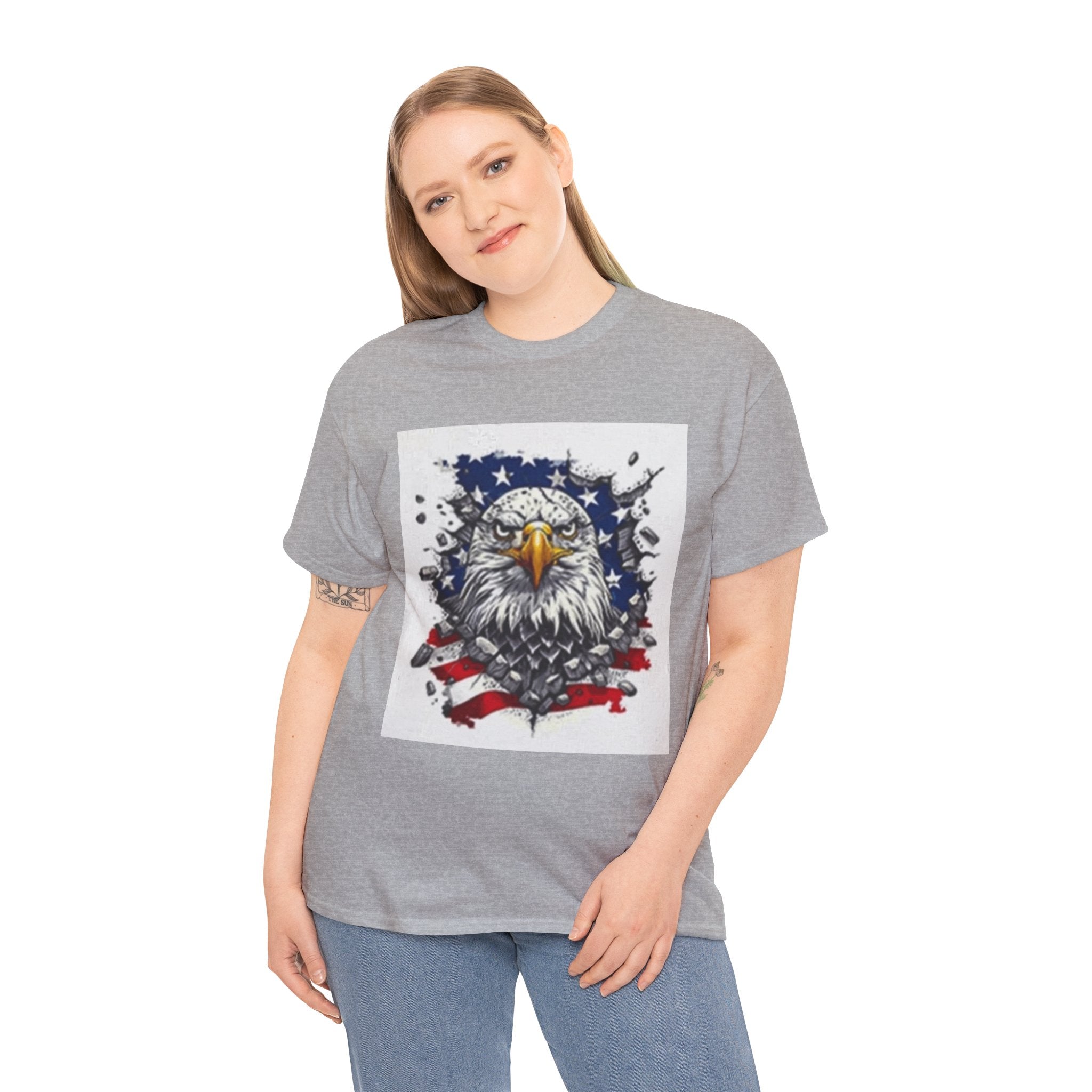 Eagle American Flag T-Shirt — Patriotic Bald Eagle Graphic Tee for 4th of July