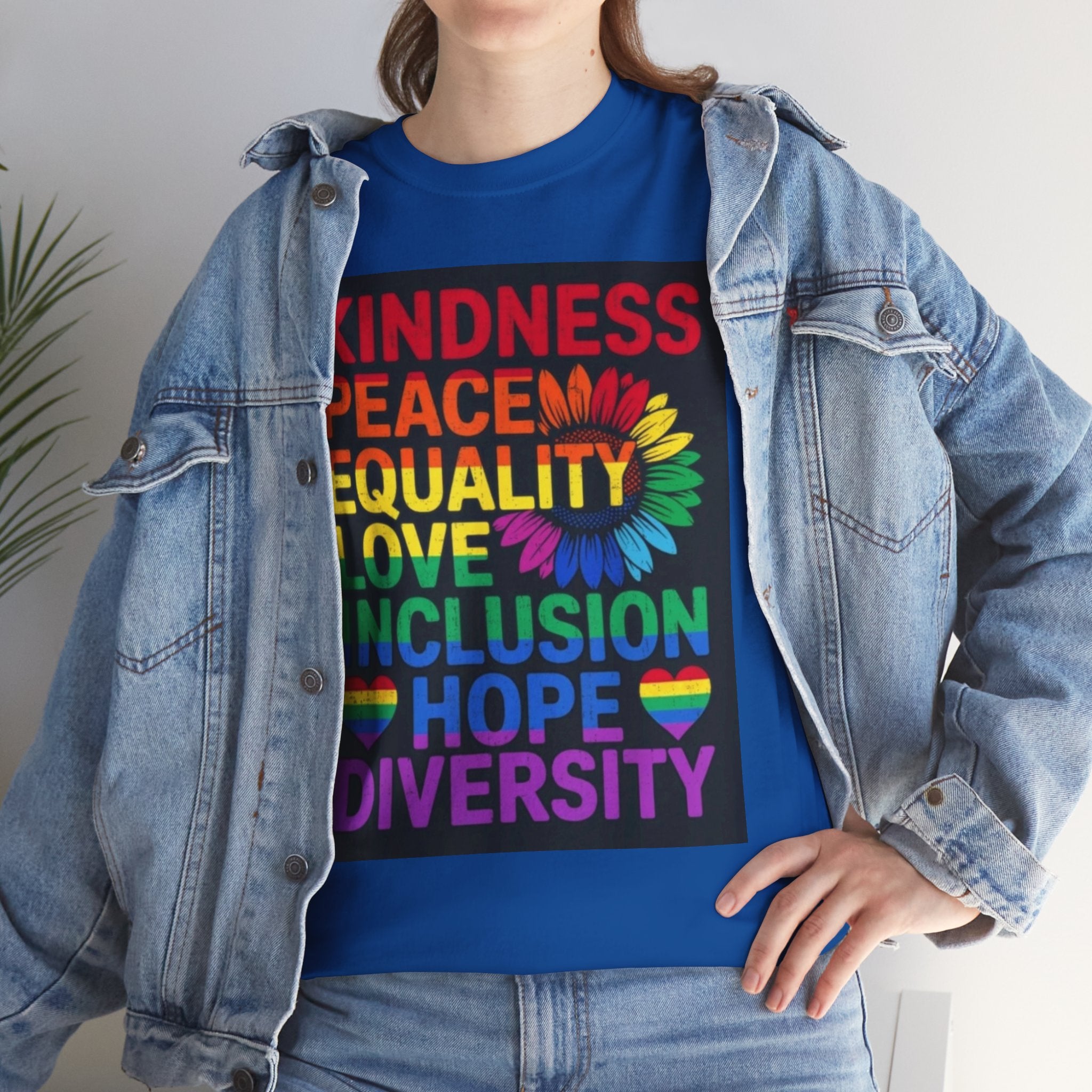 Kindness Peace Equality Rainbow T-Shirt — Pride Inclusion & Diversity Tee