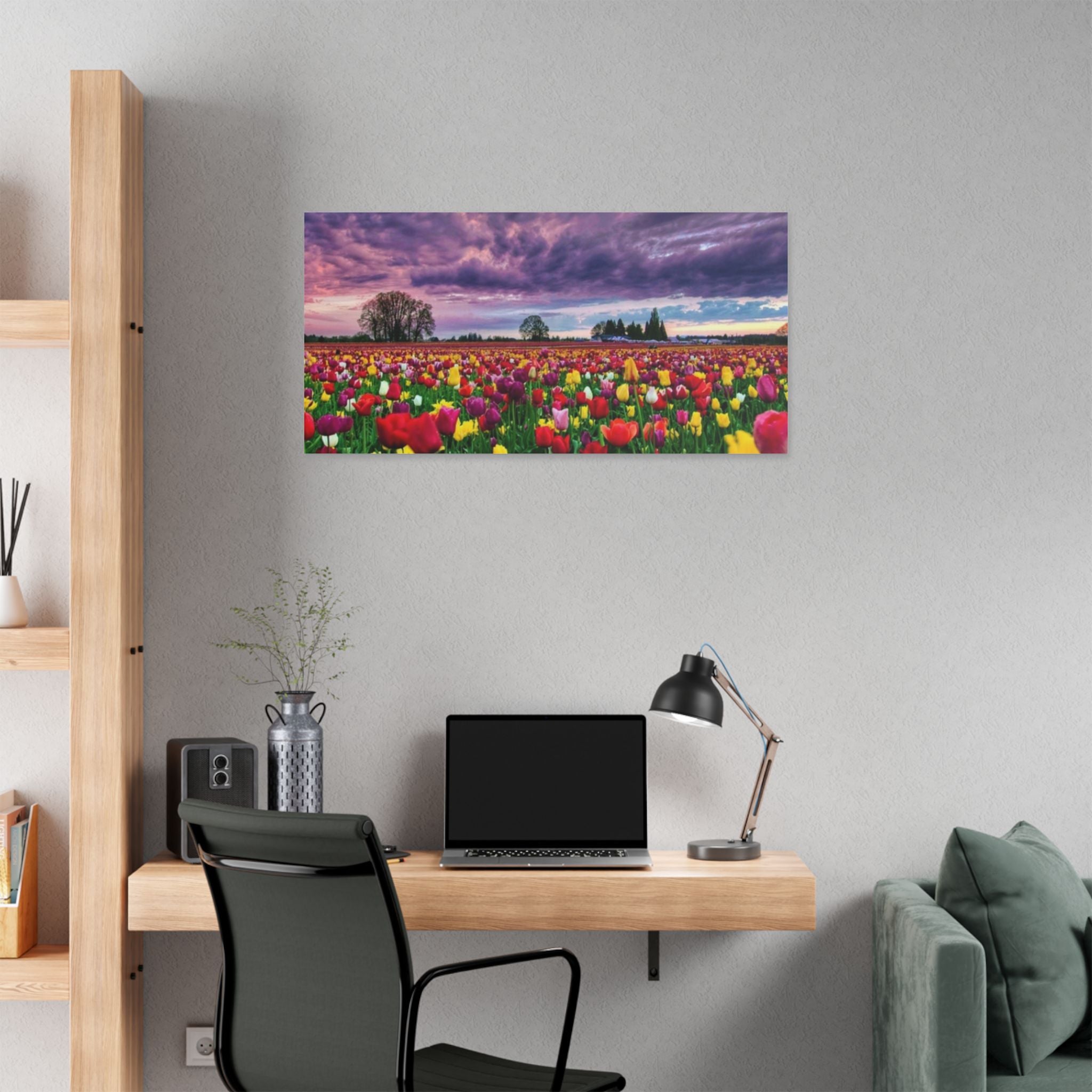 Tulip Field Sunset Canvas Print