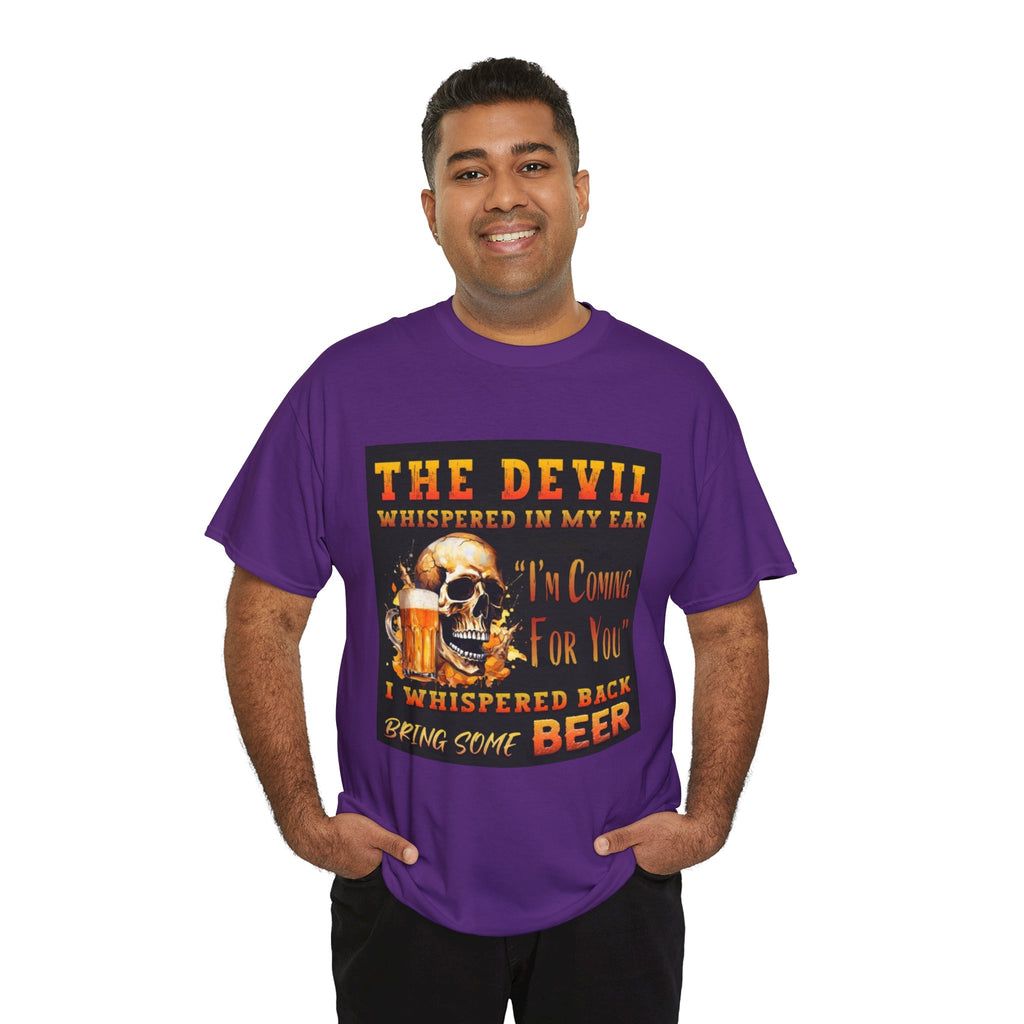 Devil Whispered T-Shirt — “I’m Coming For You” Skull Beer Graphic Tee