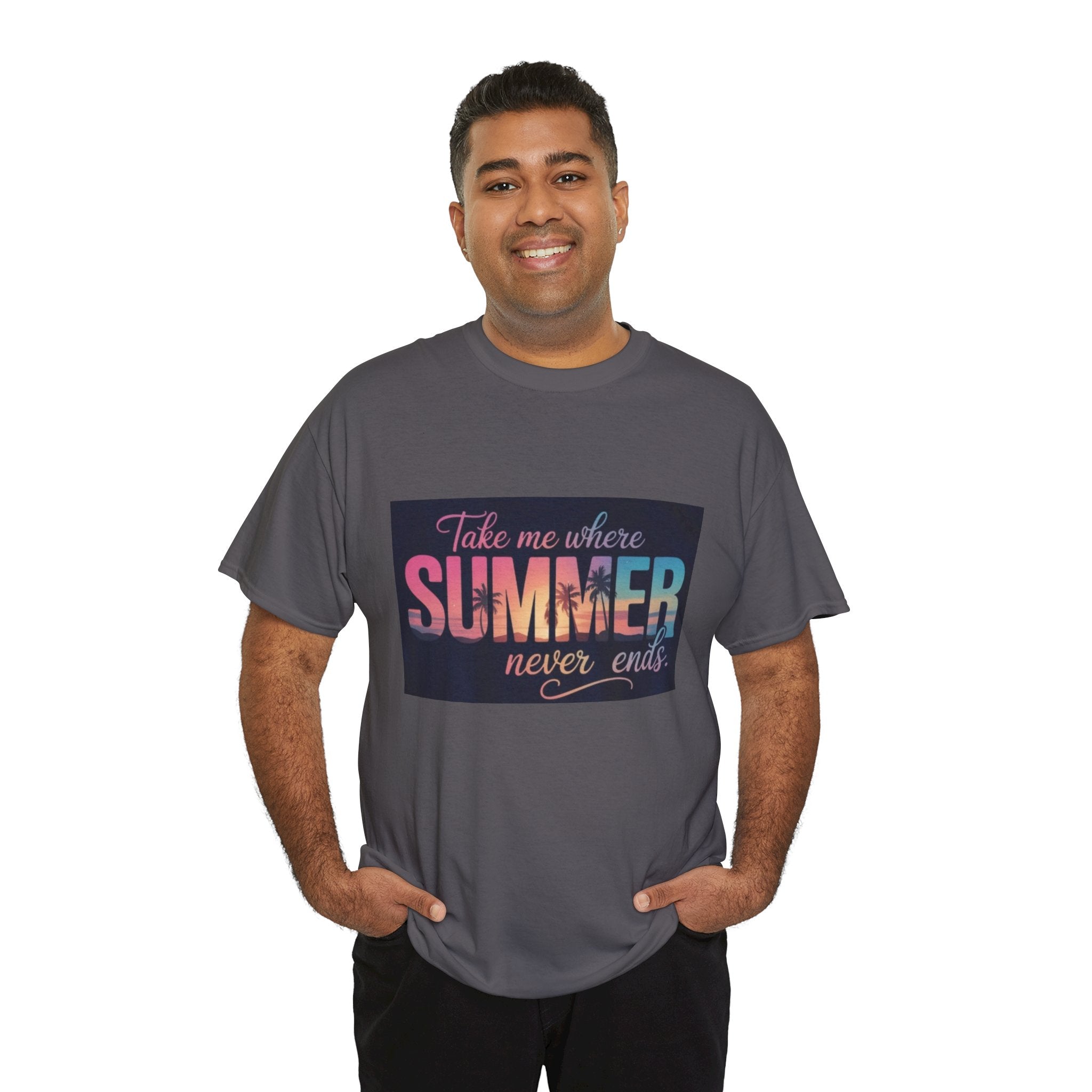 T-Shirt — "Take Me Where Summer Never Ends" Retro Beach Vibes