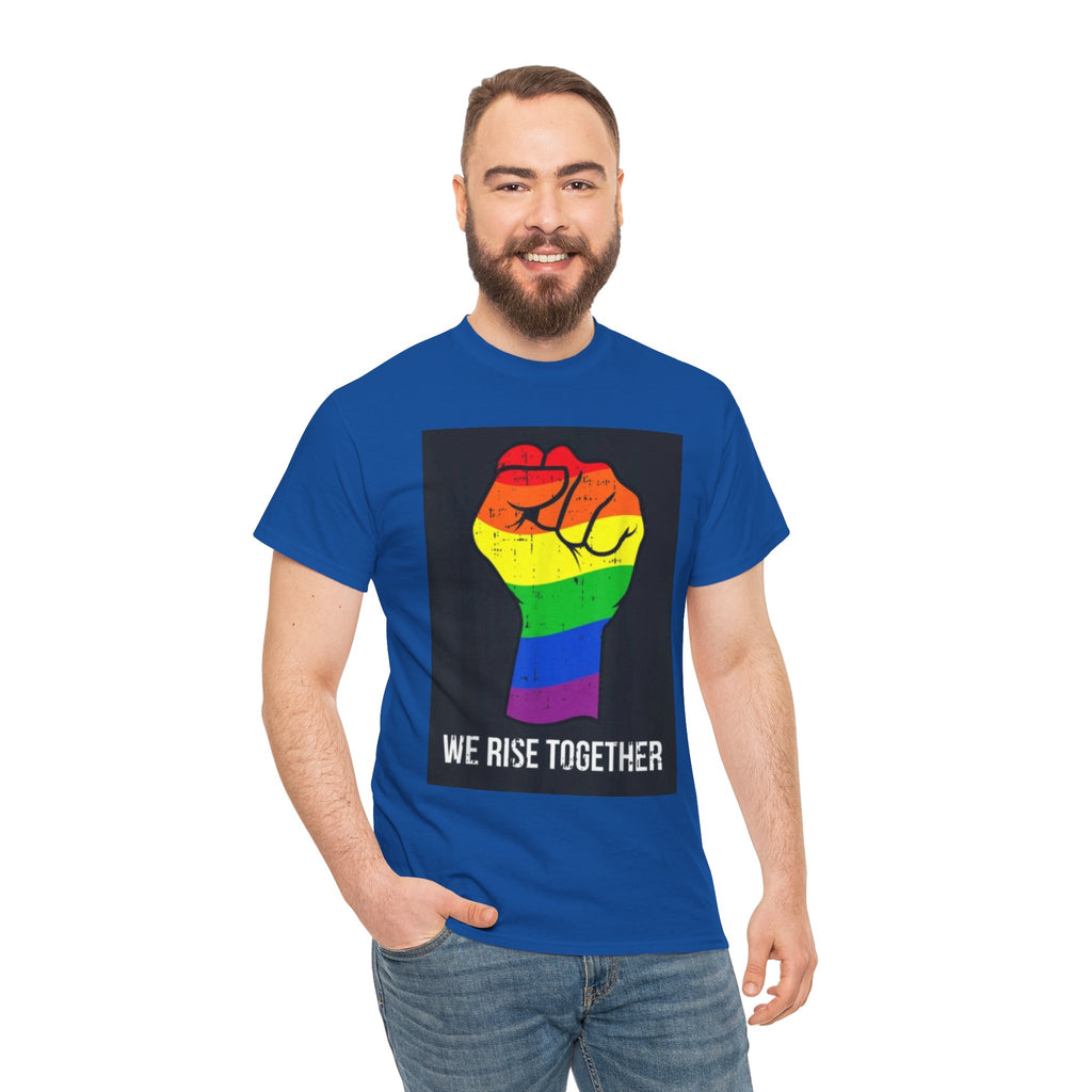 We Rise Together Rainbow Fist T-Shirt