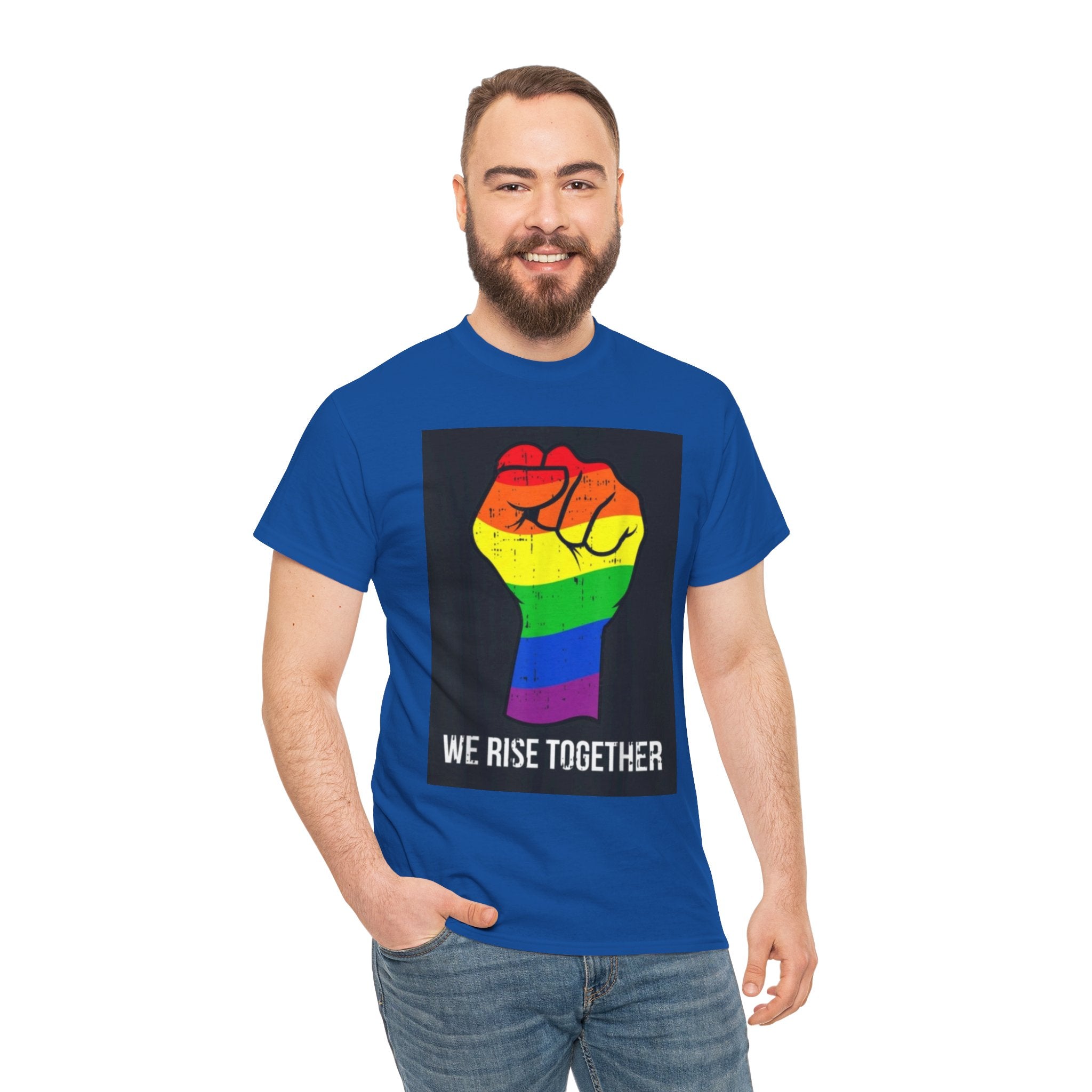 We Rise Together Rainbow Fist T-Shirt
