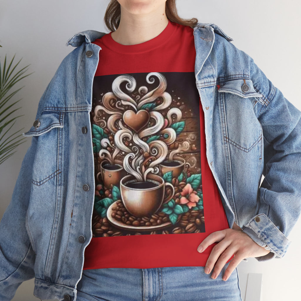 Coffee Cup T-Shirt — Whimsical Steaming Heart Coffee Design