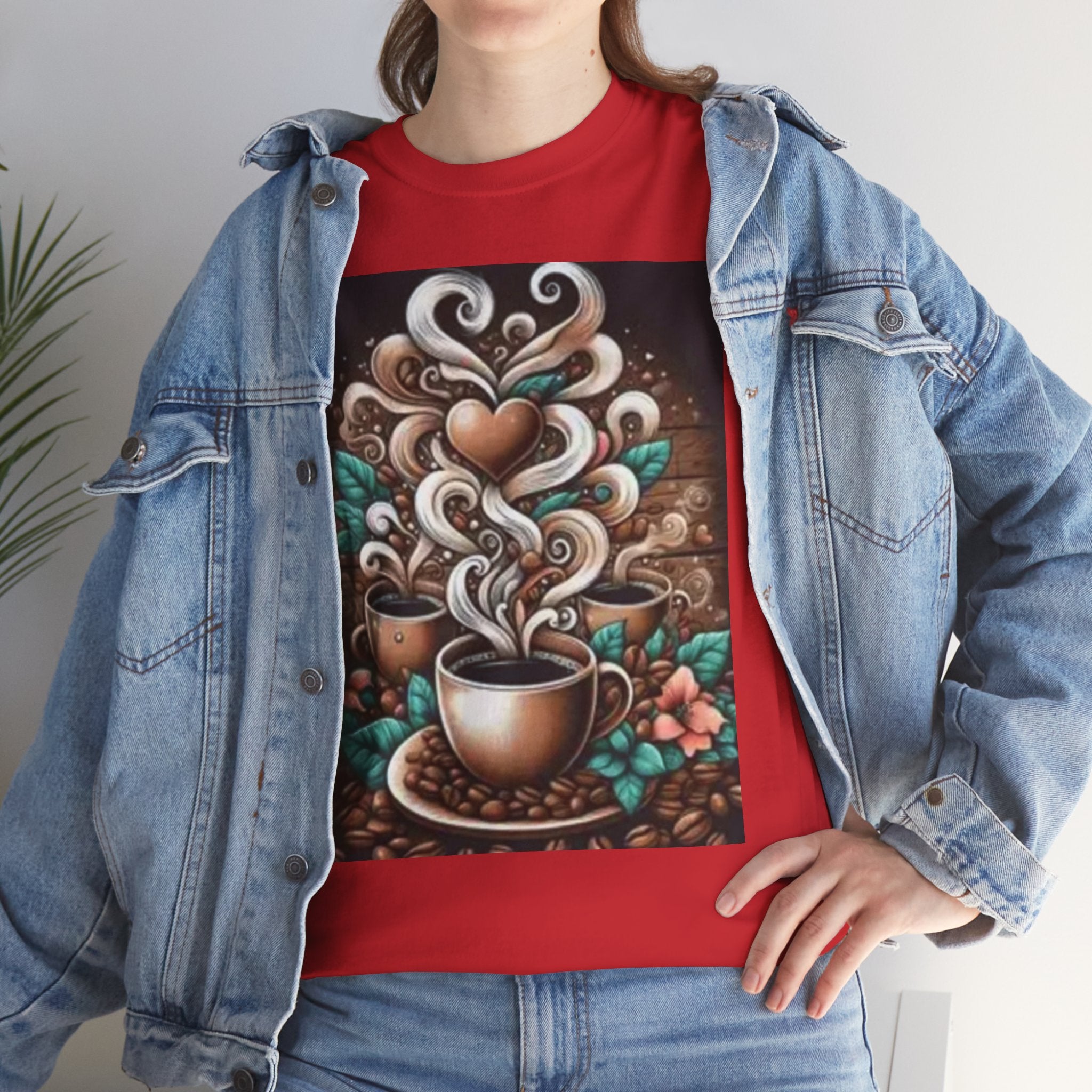 Coffee Cup T-Shirt — Whimsical Steaming Heart Coffee Design