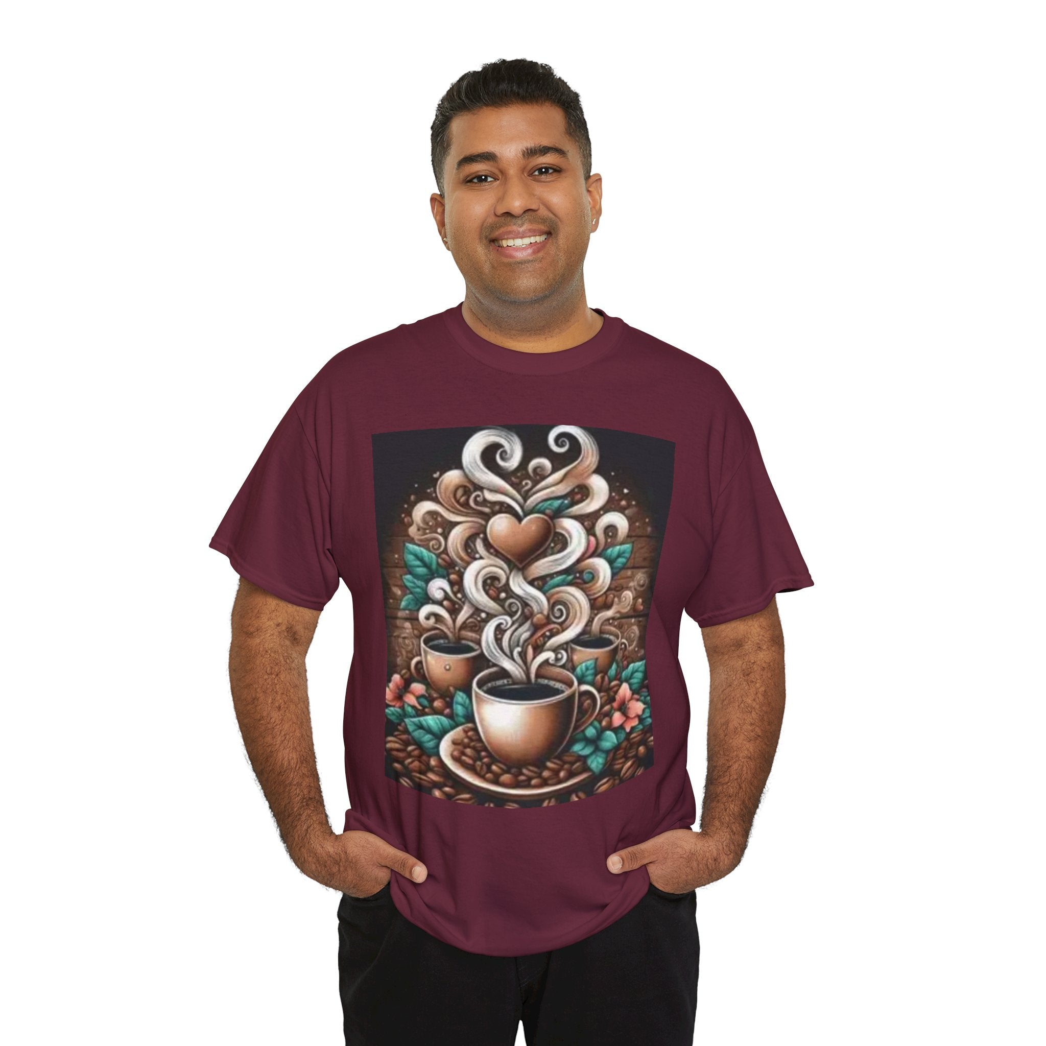 Coffee Cup T-Shirt — Whimsical Steaming Heart Coffee Design