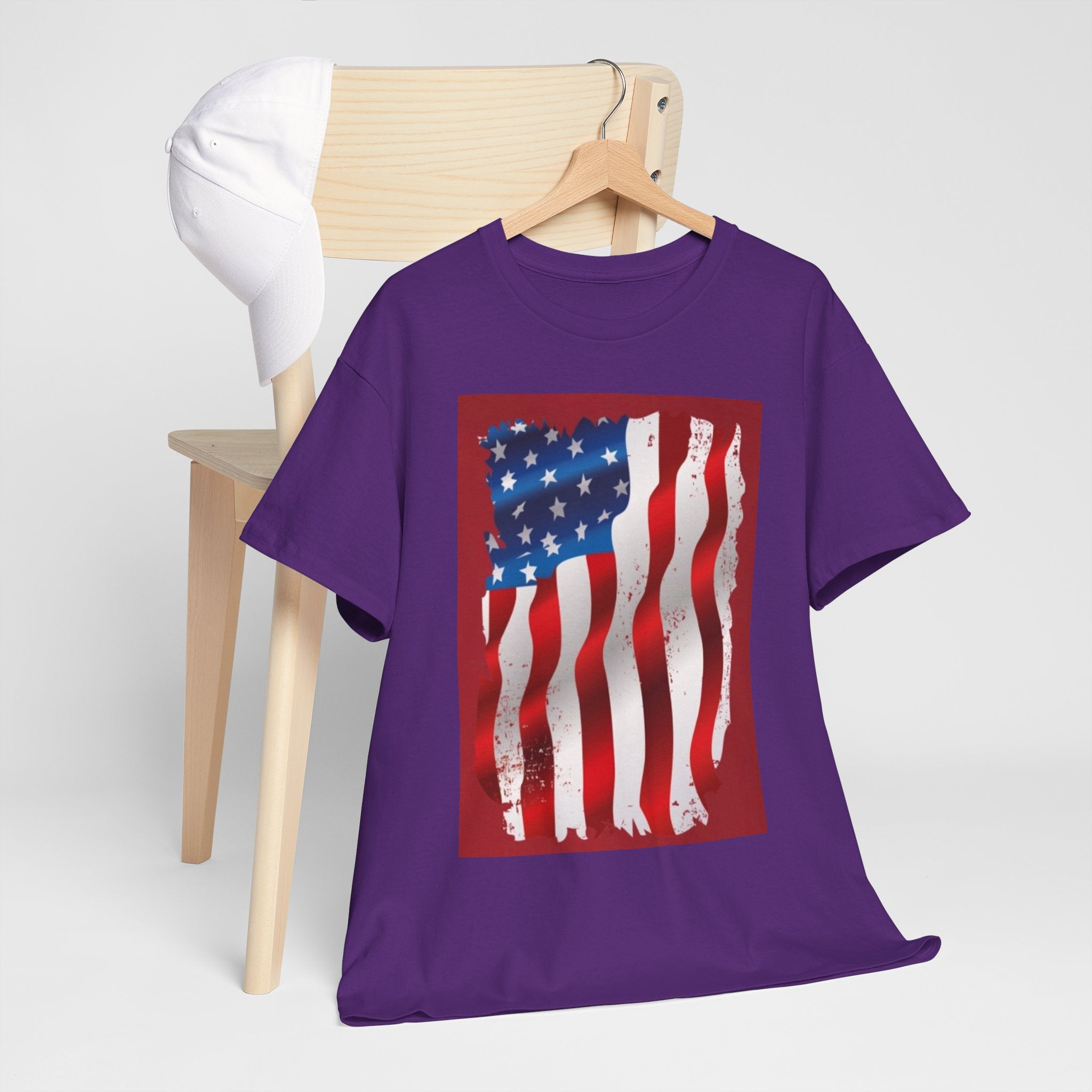 American Flag Graphic Tee — Distressed Wavy Stars & Stripes