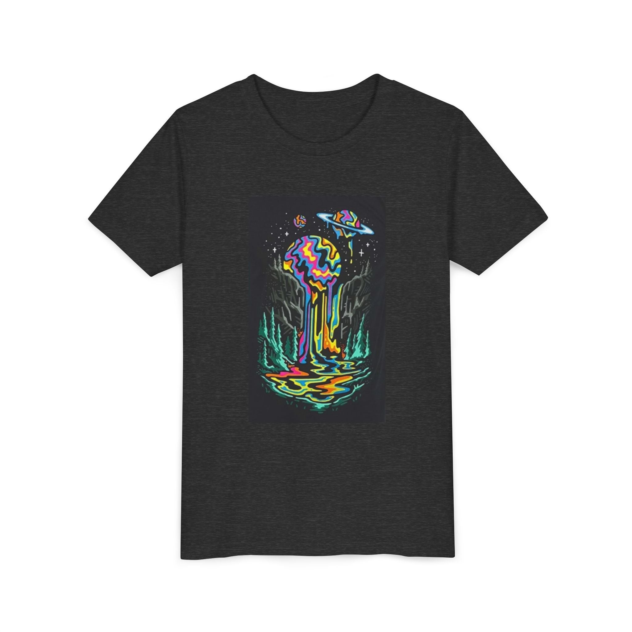 Youth Tee — Neon Drip Planet Space Graphic