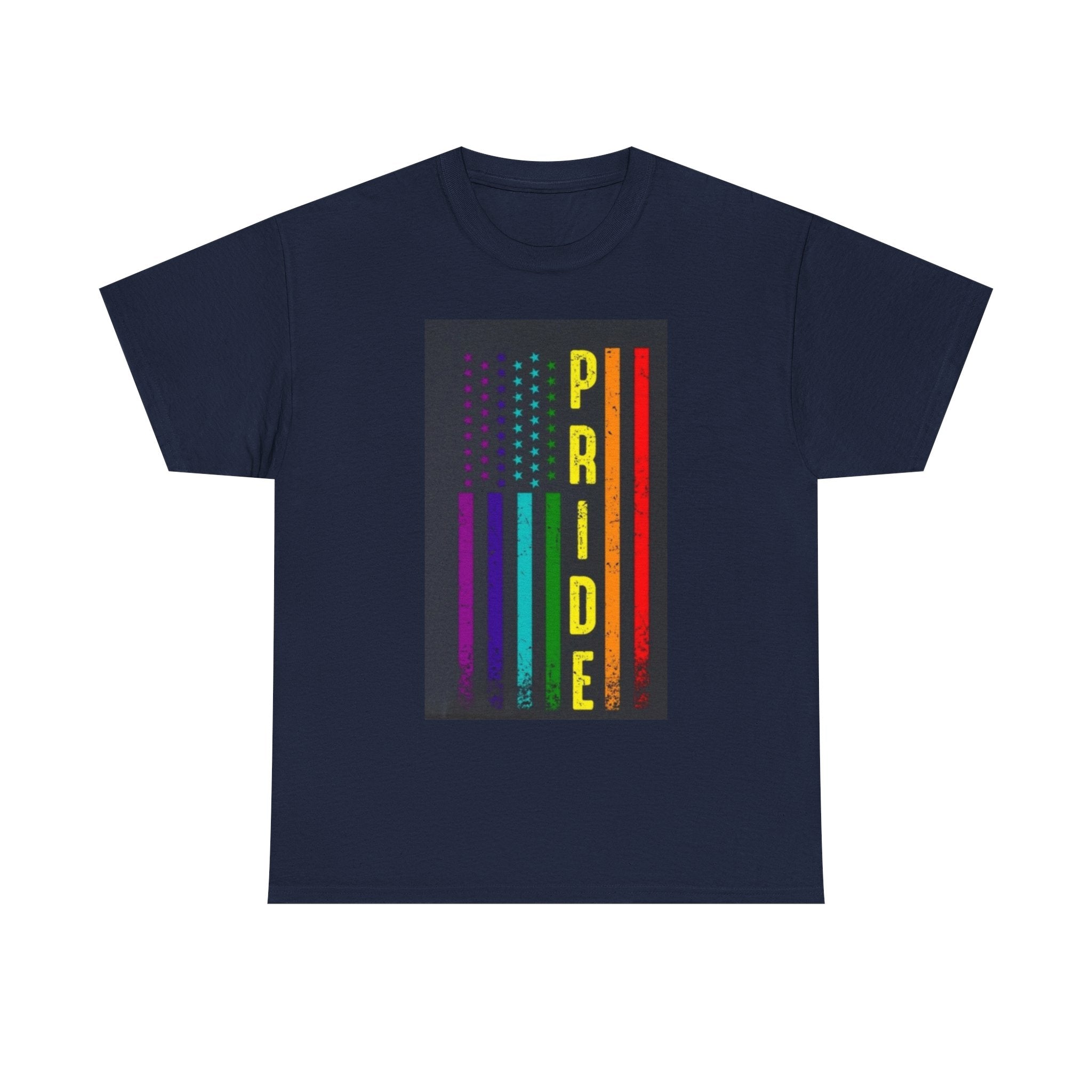 Pride Rainbow Flag Tee — Vertical "PRIDE" Graphic T-Shirt