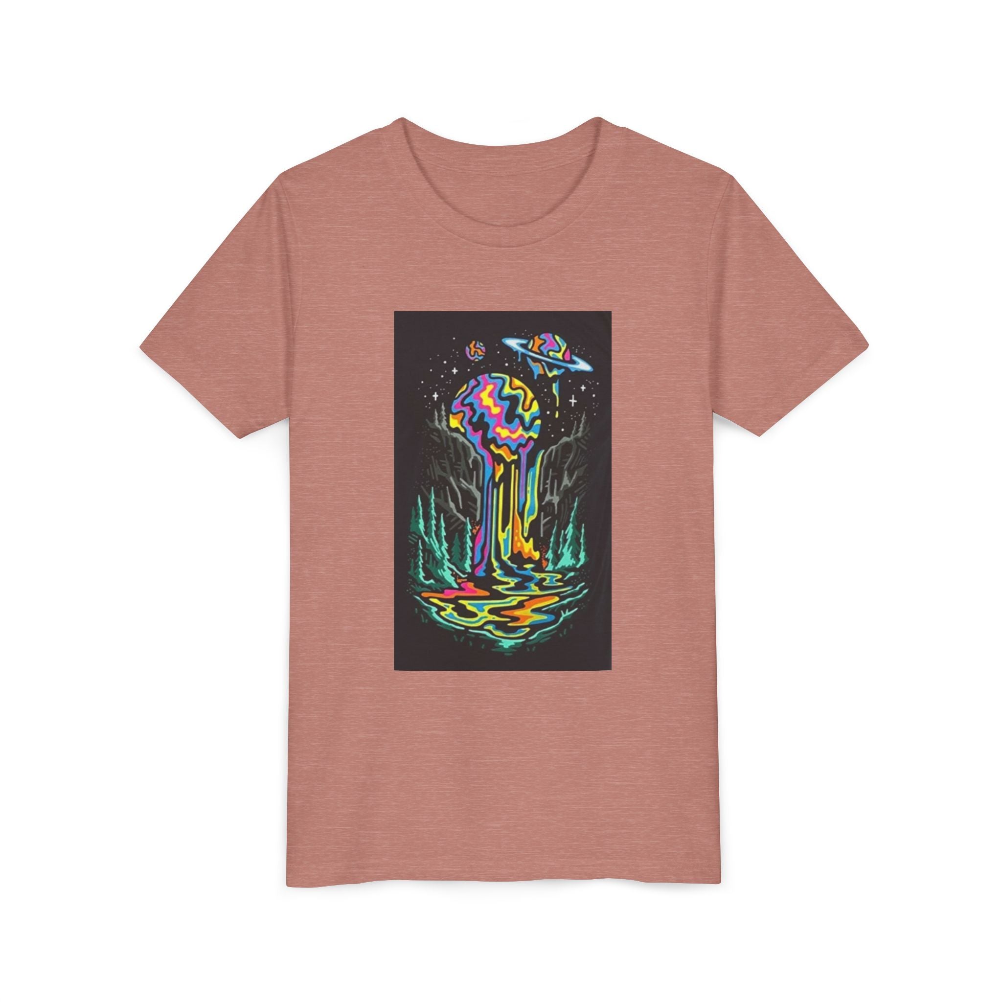 Youth Tee — Neon Drip Planet Space Graphic