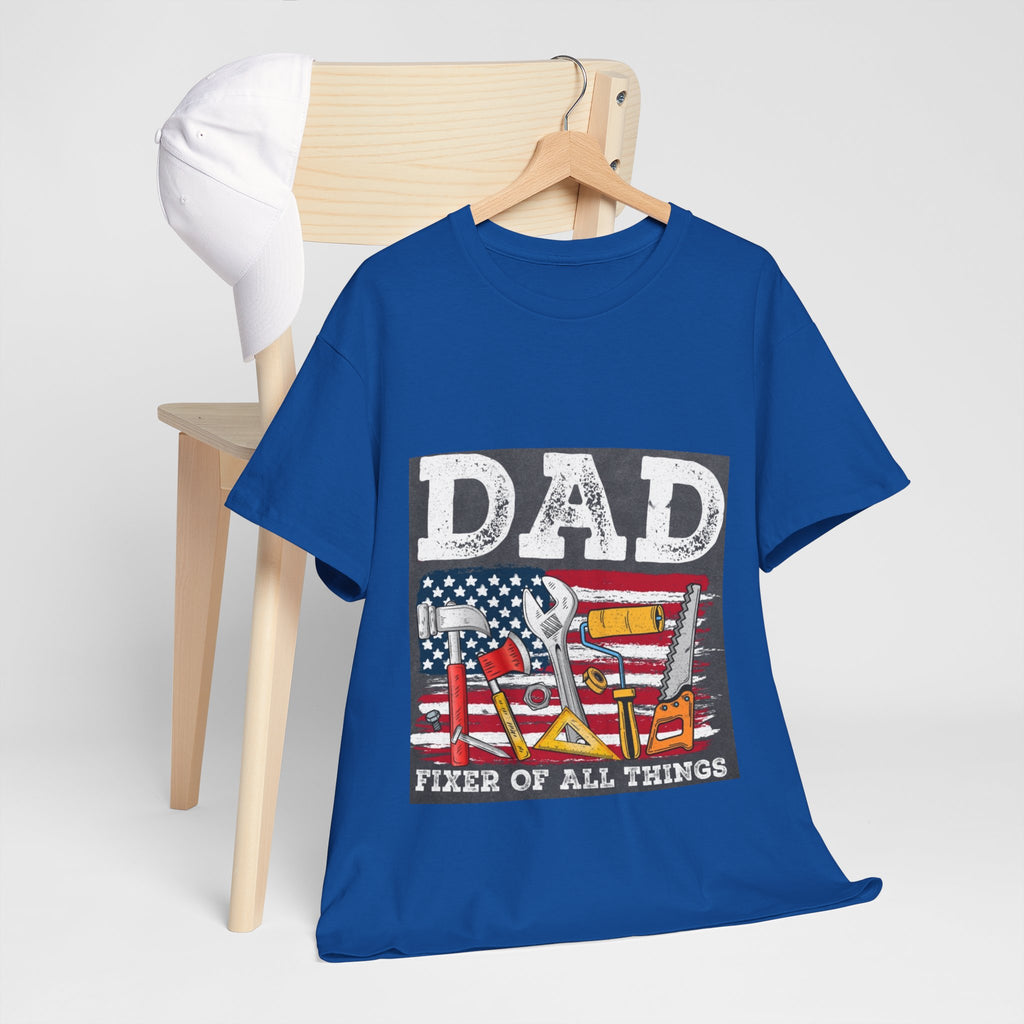 Dad Fixer Of All Things T-Shirt — American Flag Tool Graphic Tee for Fathers