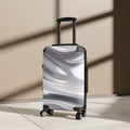 Silver Satin Travel Suitcase – Metallic Marble Carry-On Luggage