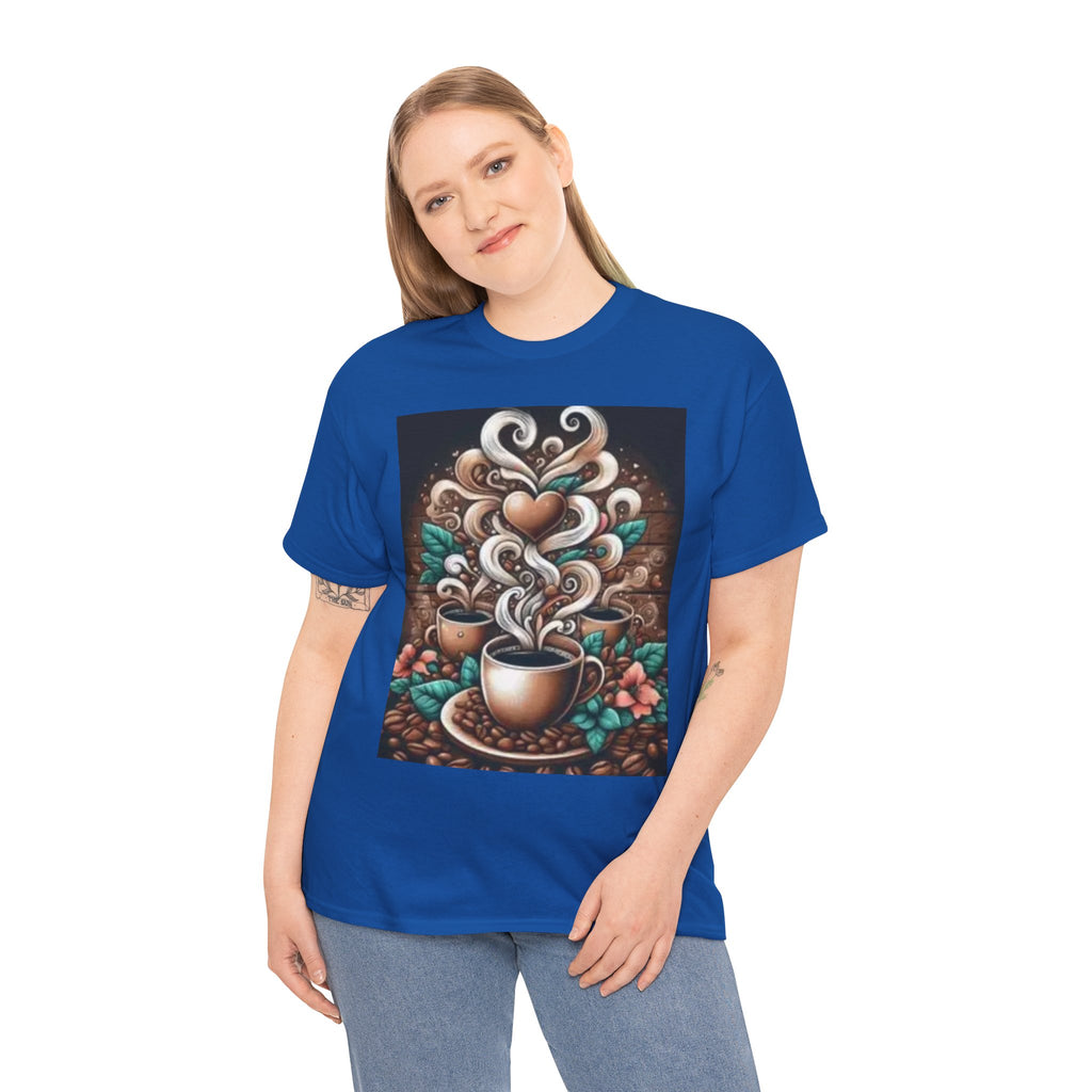 Coffee Cup T-Shirt — Whimsical Steaming Heart Coffee Design