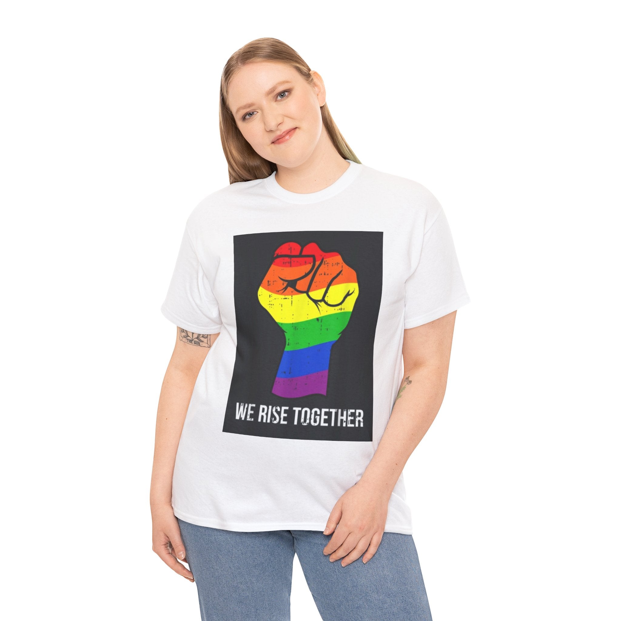 We Rise Together Rainbow Fist T-Shirt