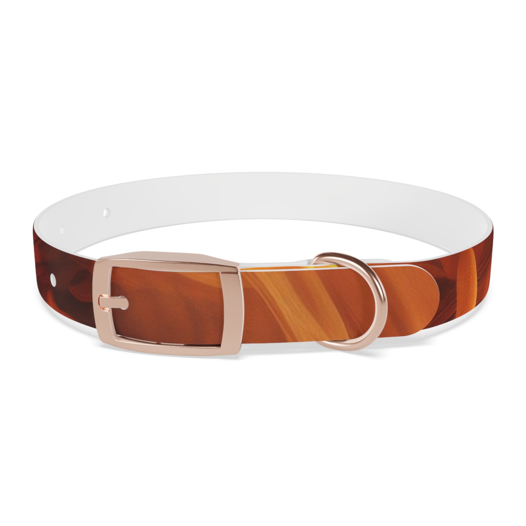 Amber Swirl Dog Collar — Warm Brown Abstract Pattern