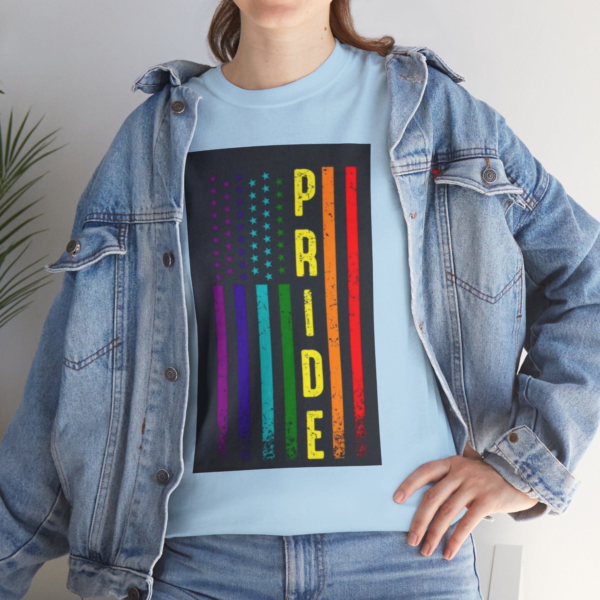 Pride Rainbow Flag Tee — Vertical "PRIDE" Graphic T-Shirt