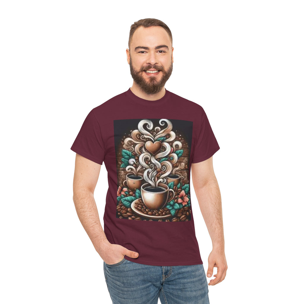 Coffee Cup T-Shirt — Whimsical Steaming Heart Coffee Design