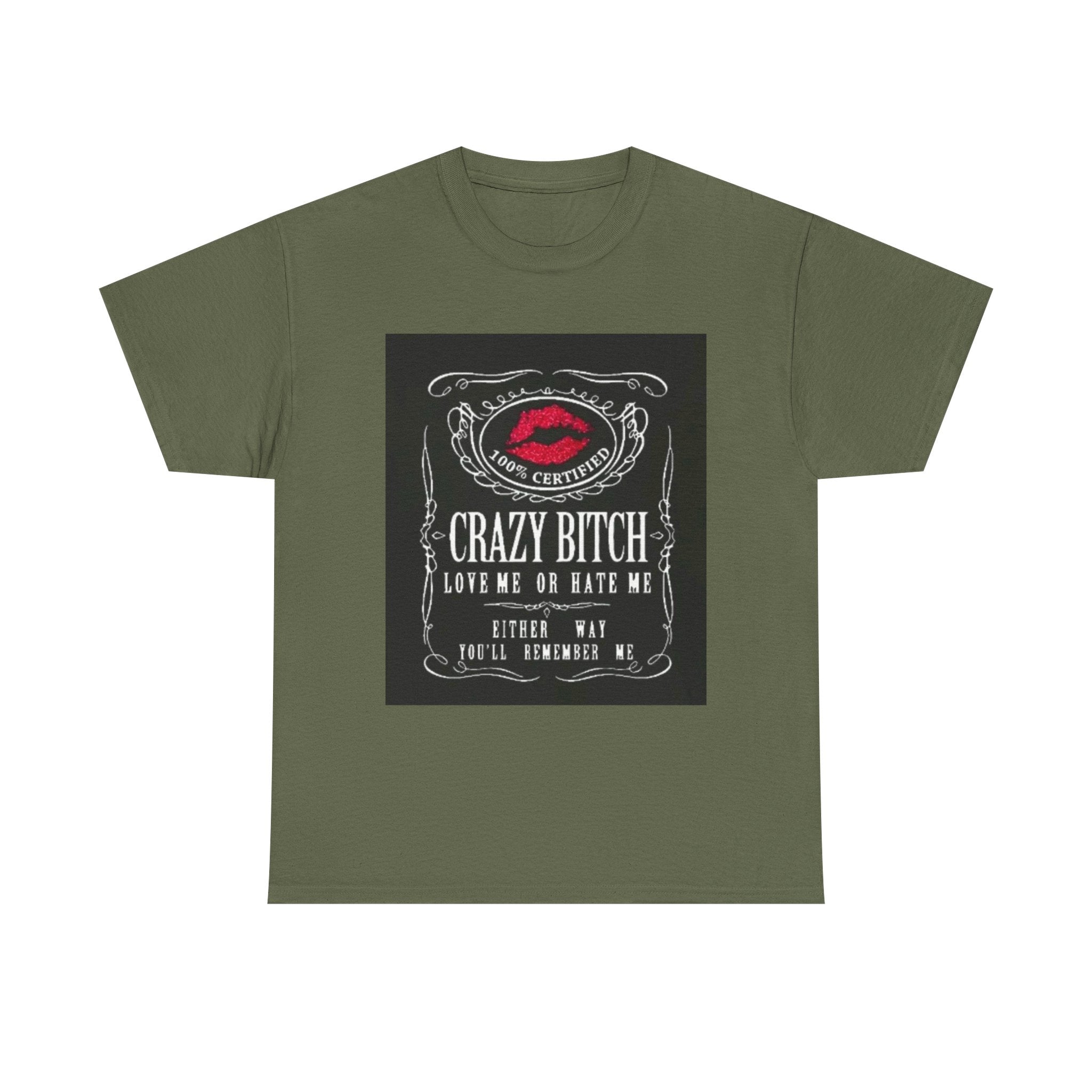 Crazy Bitch Graphic Tee – 'Love Me or Hate Me' Retro Lip Print