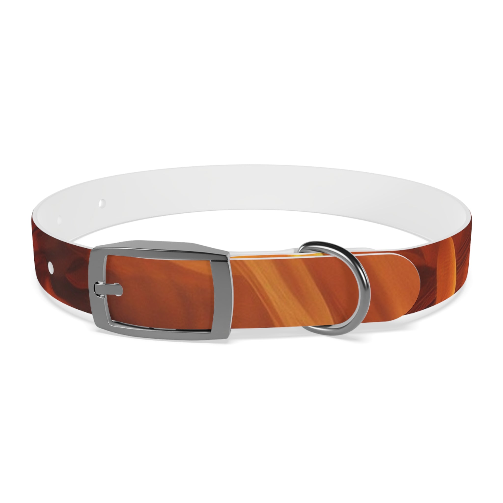 Amber Swirl Dog Collar — Warm Brown Abstract Pattern