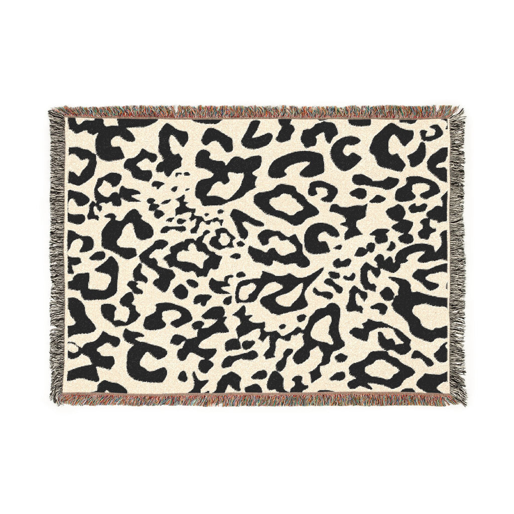 Leopard Print Woven Blanket — Cozy Fringe Throw for Living Room, Bedroom & Travel