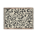 Leopard Print Woven Blanket — Cozy Fringe Throw for Living Room, Bedroom & Travel
